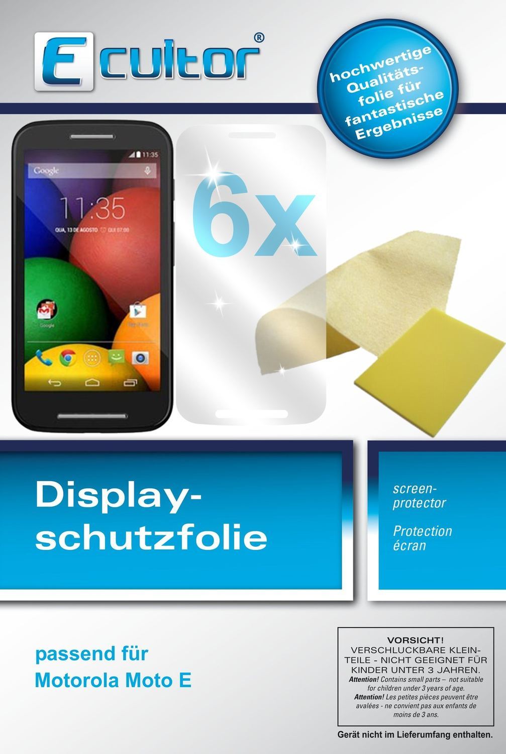 6x Schutzfolie klar für Moto E Motorola Display-Sc (1)