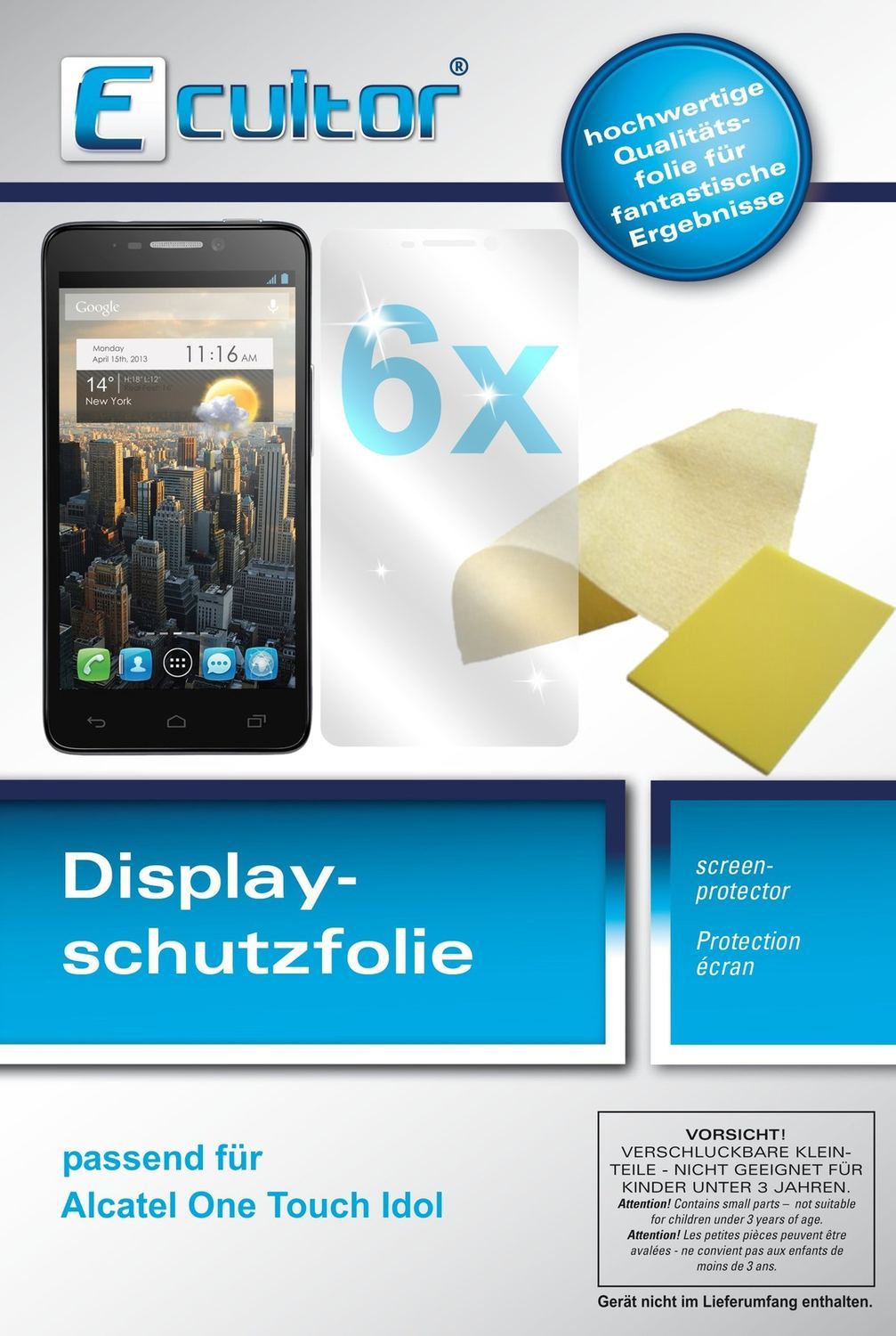 6x Schutzfolie klar für One Touch Idol Alcatel Dis (1)