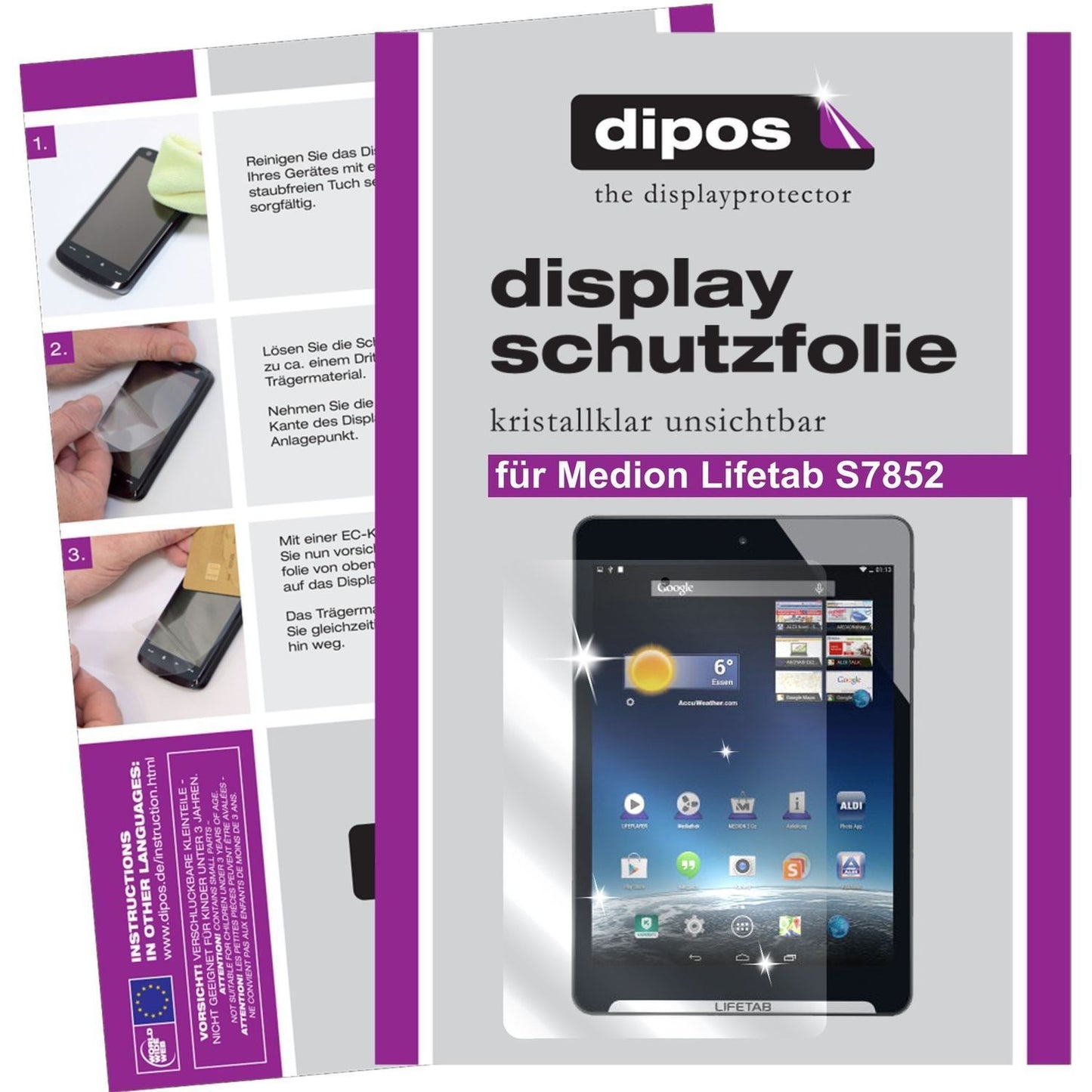 2x Schutzfolie klar für Lifetab S7852 MD 98625 Med (1)