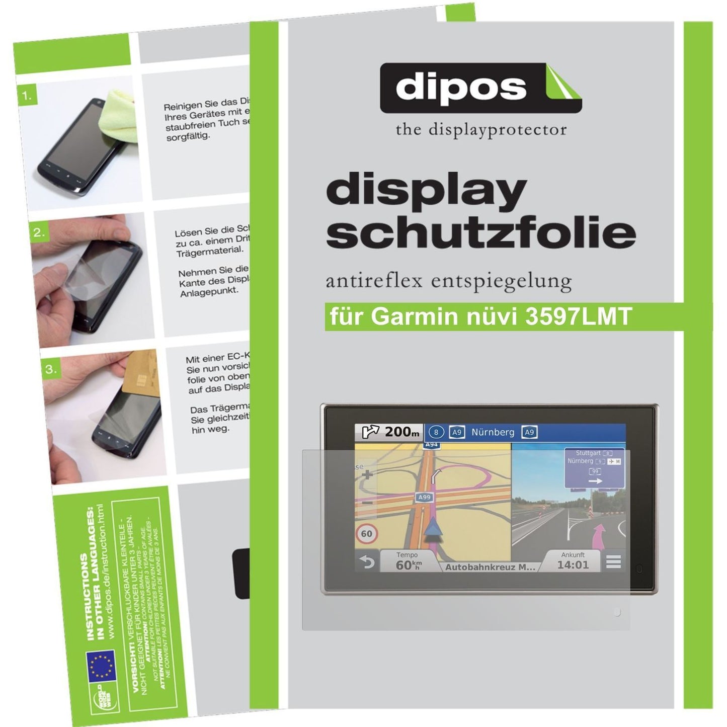 3x Schutzfolie matt für Nüvi 3597 Garmin Display-S (1)