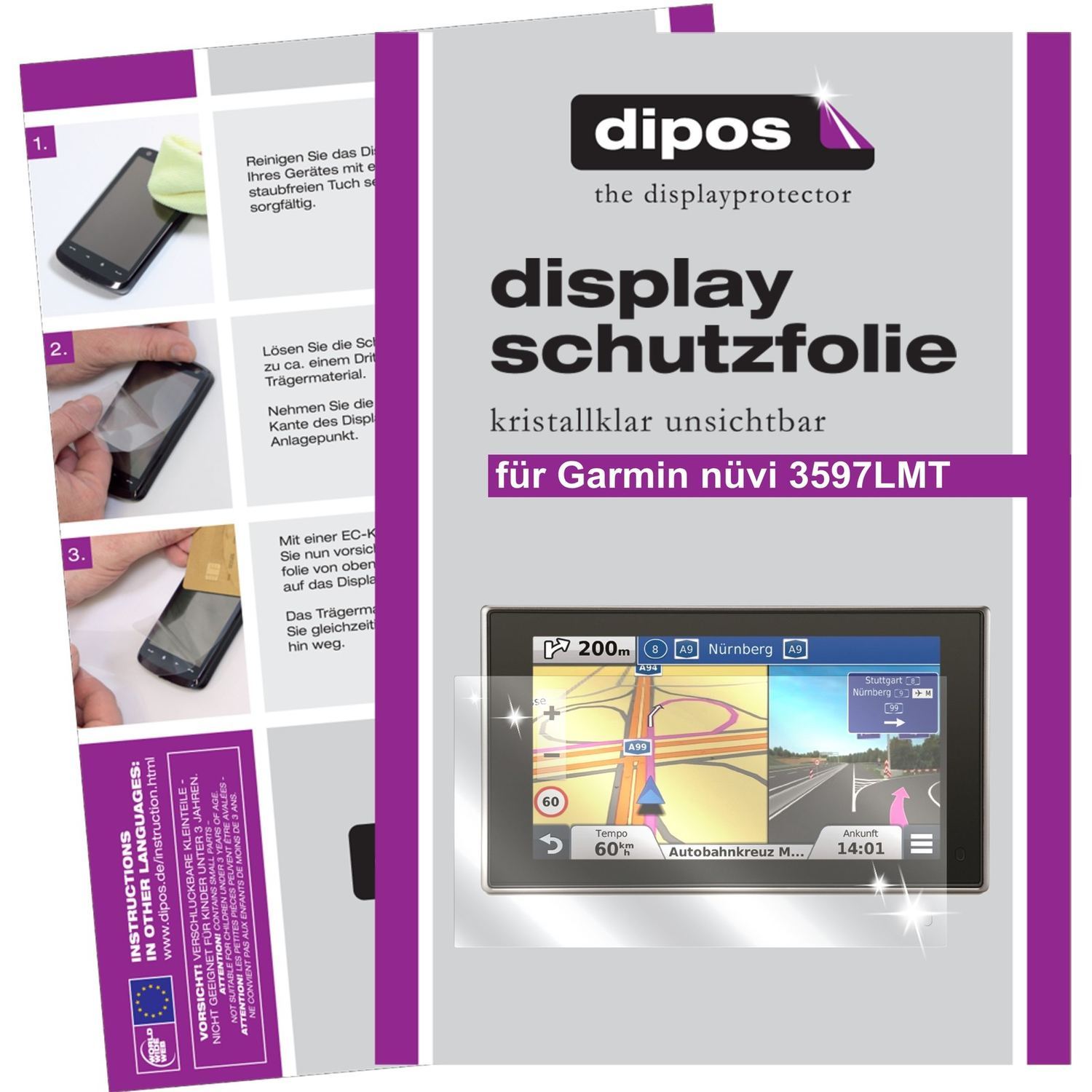 3x Schutzfolie klar für Nüvi 3597 Garmin Display-S (1)