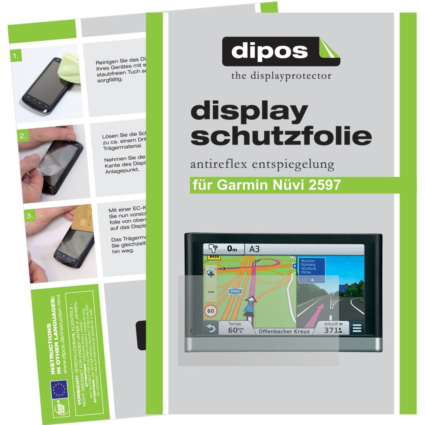 3x Schutzfolie matt für Nüvi 2597 Garmin Display-S (1)