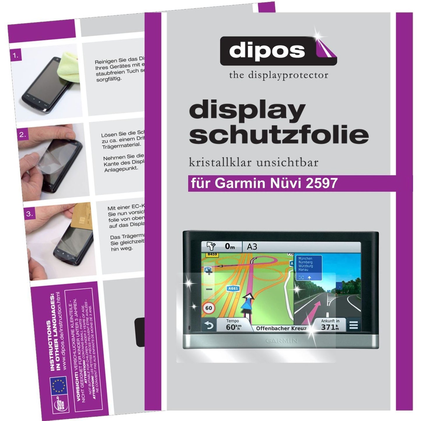 3x Schutzfolie klar für Nüvi 2597 Garmin Display-S (1)