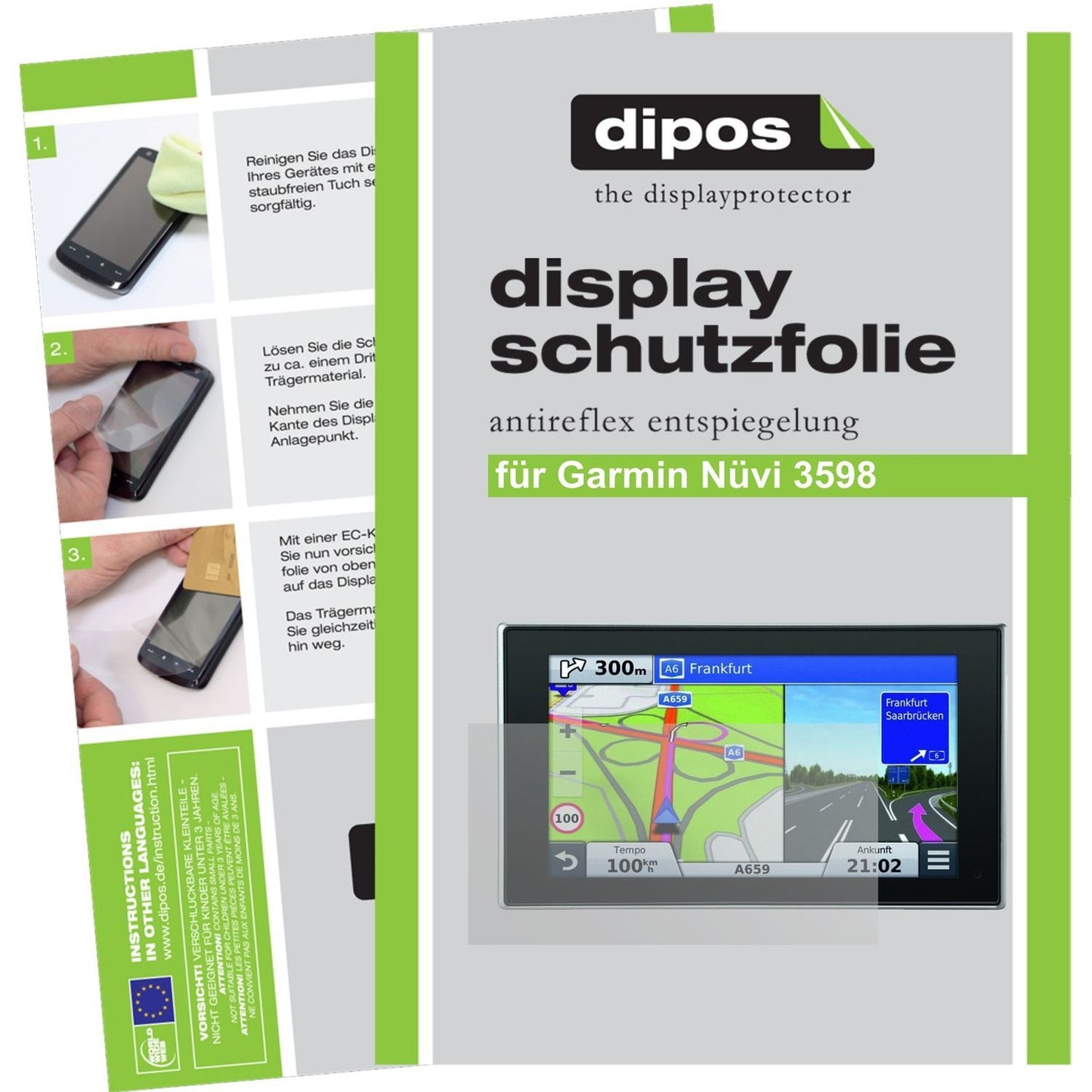 3x Schutzfolie matt für Nüvi 3598 Garmin Display-S (1)