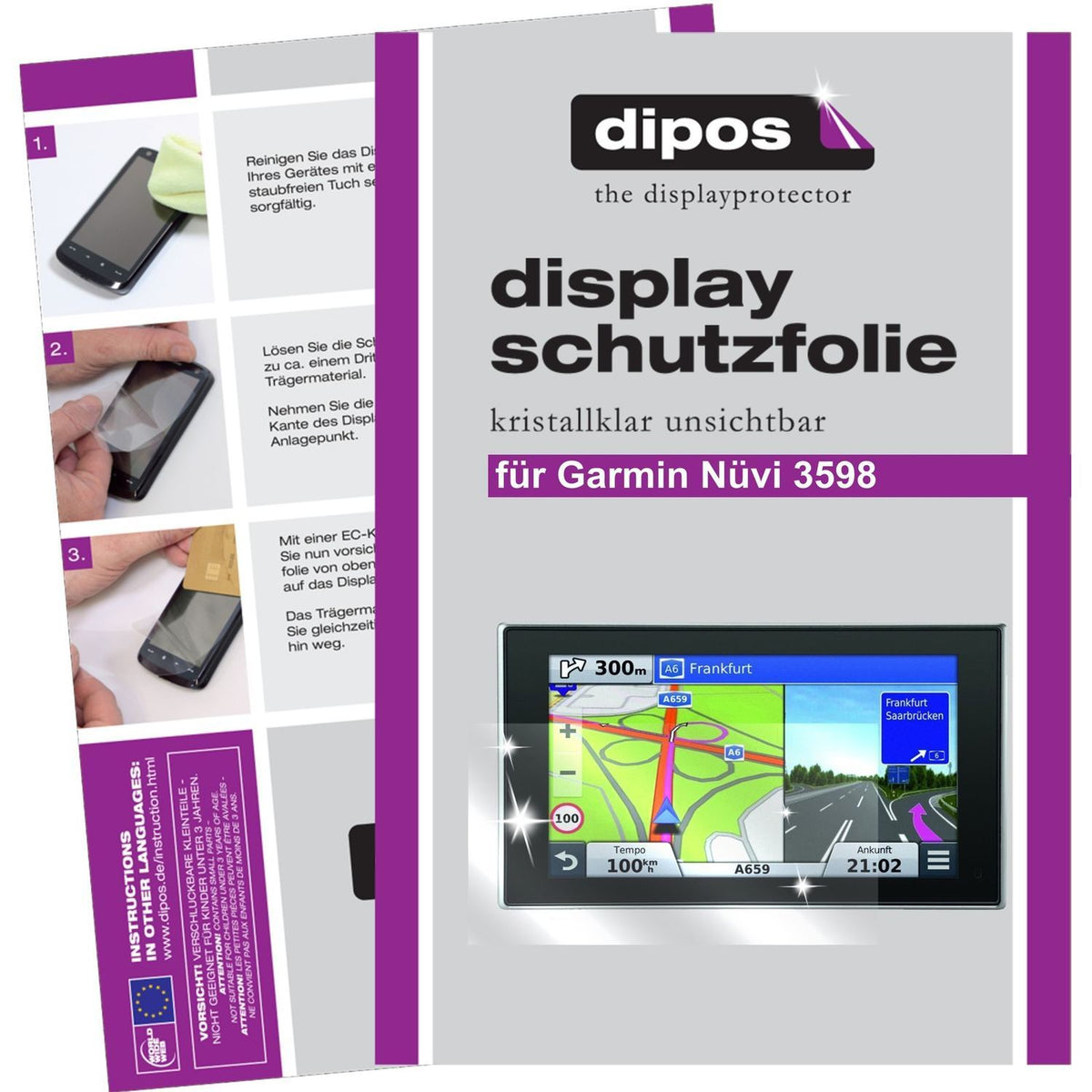 3x Schutzfolie klar für Nüvi 3598 Garmin Display-S (1)