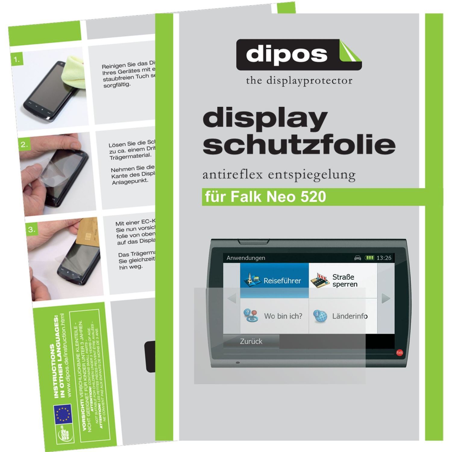 3x Schutzfolie matt für Neo 520 Falk Display-Schut (1)