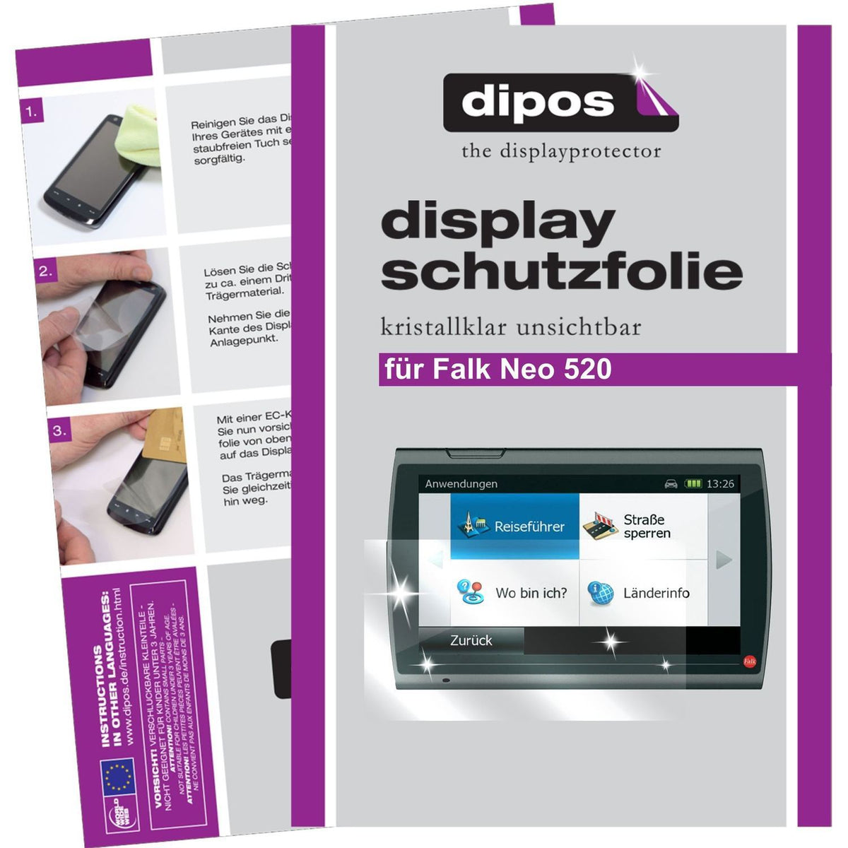 3x Schutzfolie klar für Neo 520 Falk Display-Schut (1)