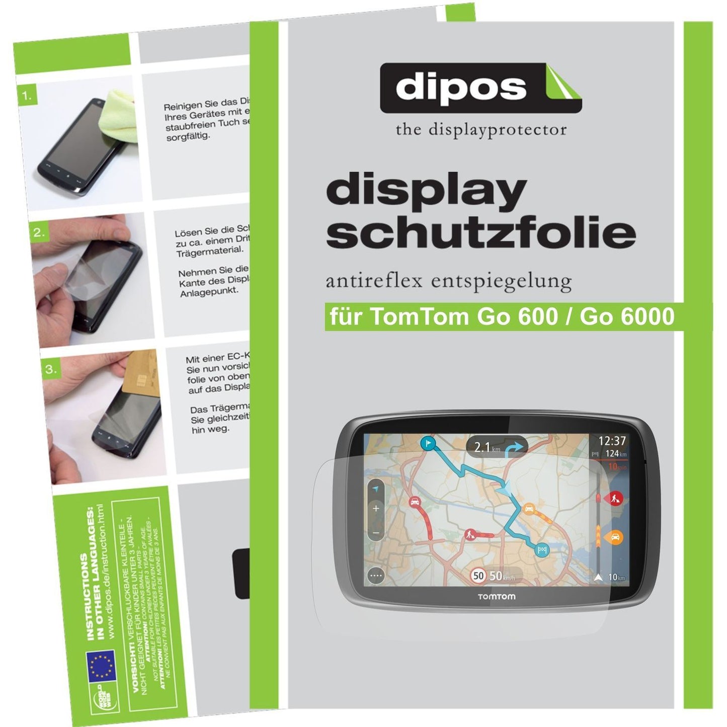 3x Schutzfolie matt für GO 6000 / GO 600 TomTom Di (1)