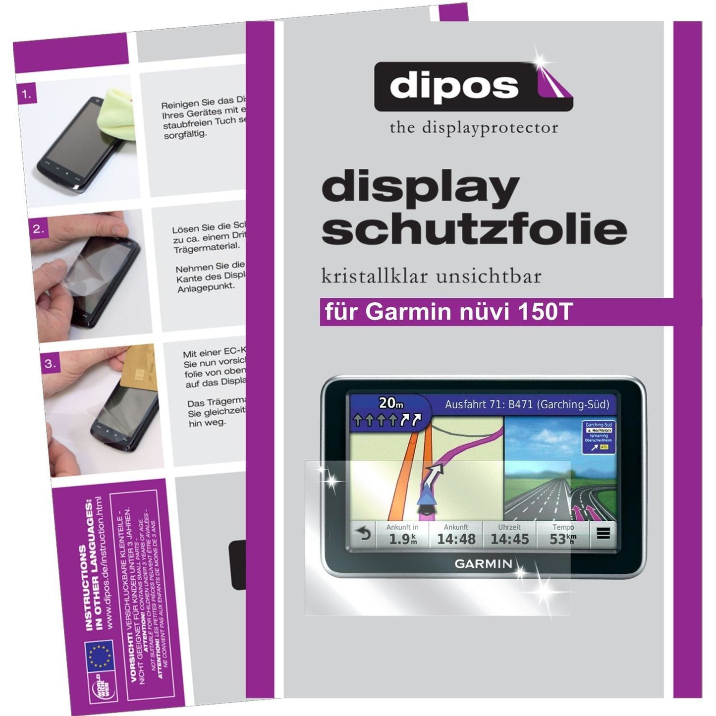 3x Schutzfolie klar für Nüvi 150T Garmin Display-S (1)