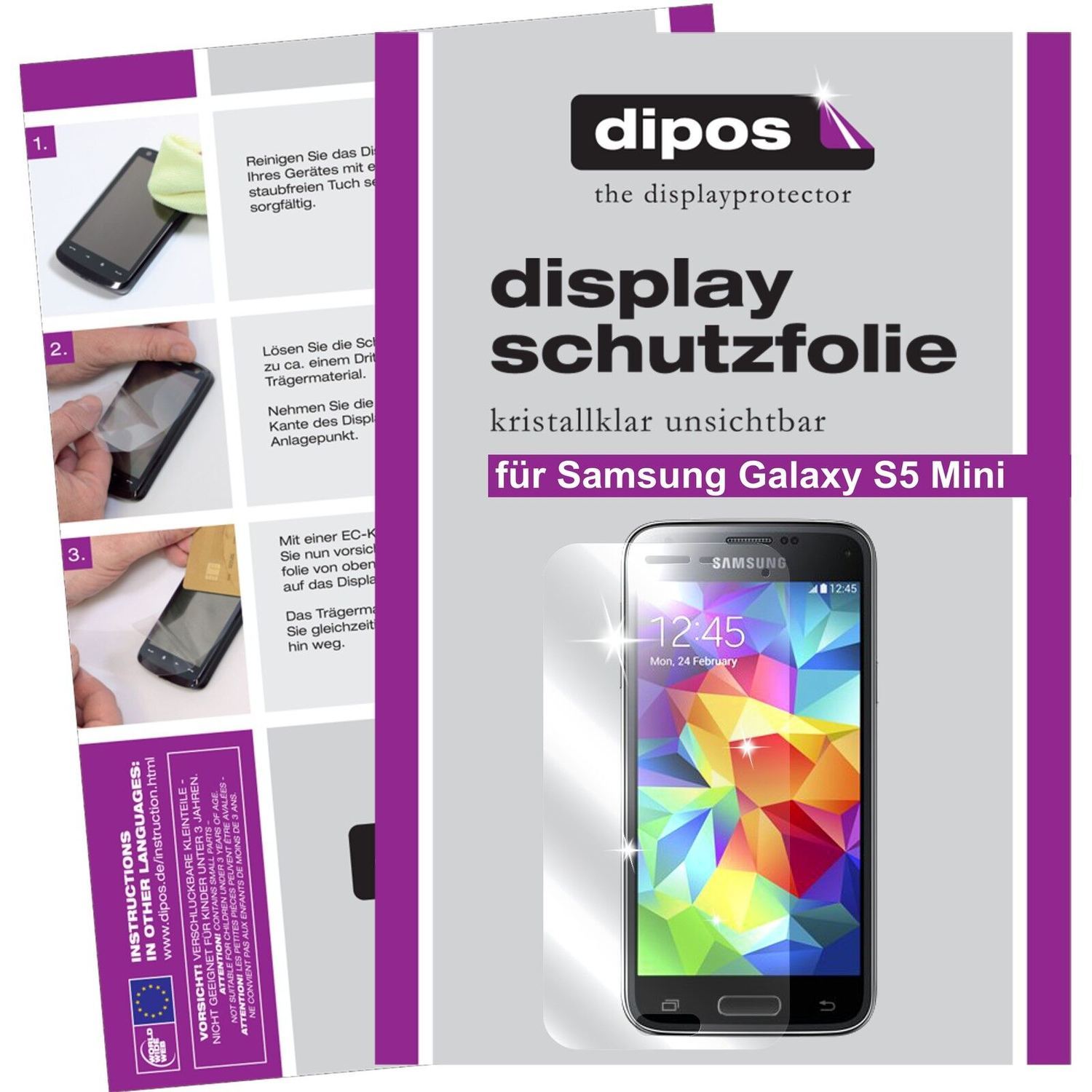 2x Schutzfolie klar für Galaxy S5 mini Samsung Dis (1)