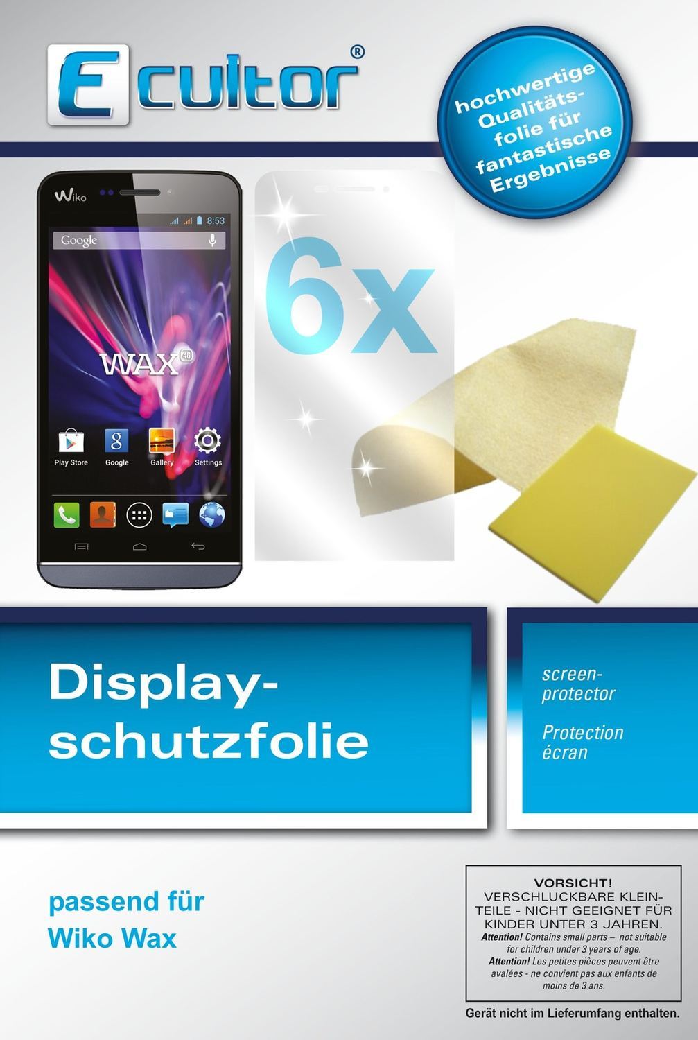 6x Schutzfolie klar für Wax Wiko Display-Schutzfol (1)