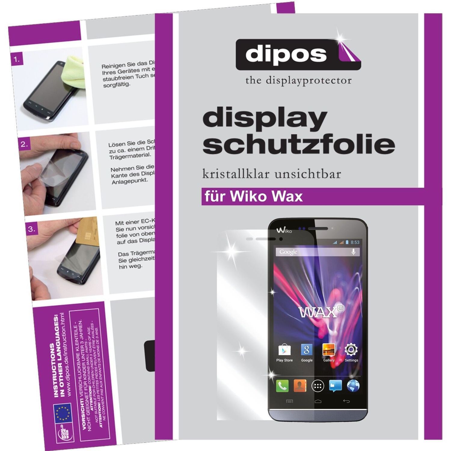 2x Schutzfolie klar für Wax Wiko Display-Schutzfol (1)