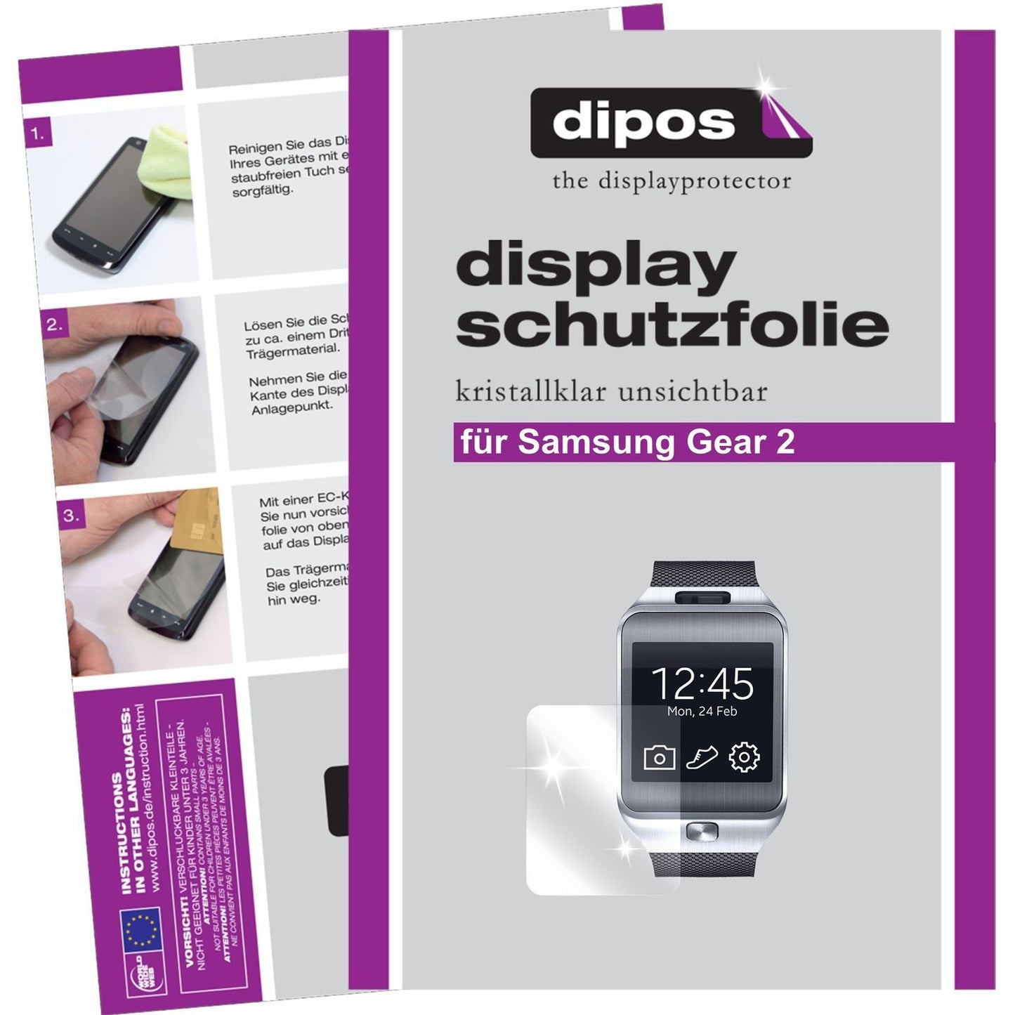 2x Schutzfolie klar für Gear 2 Samsung Display-Sch (1)
