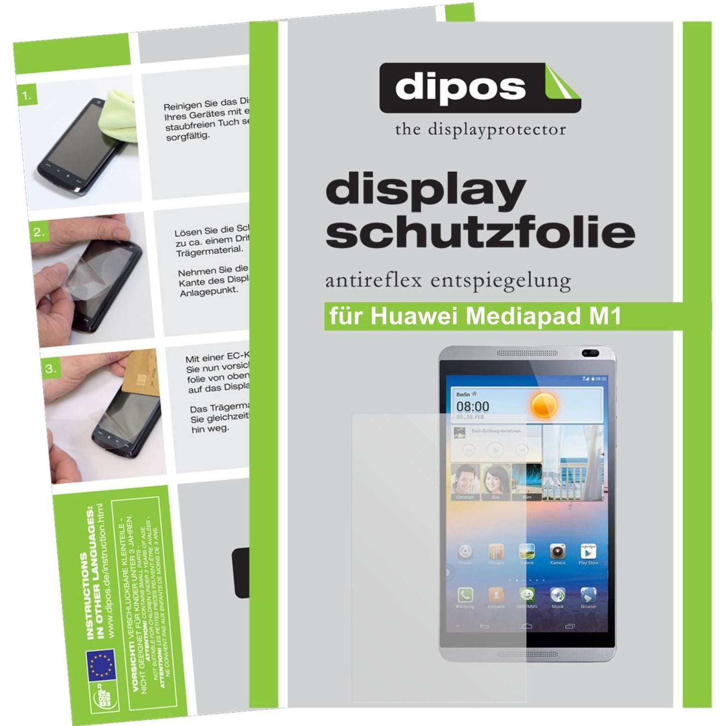 2x Schutzfolie matt für MediaPad M1 8.0 Huawei Dis (1)