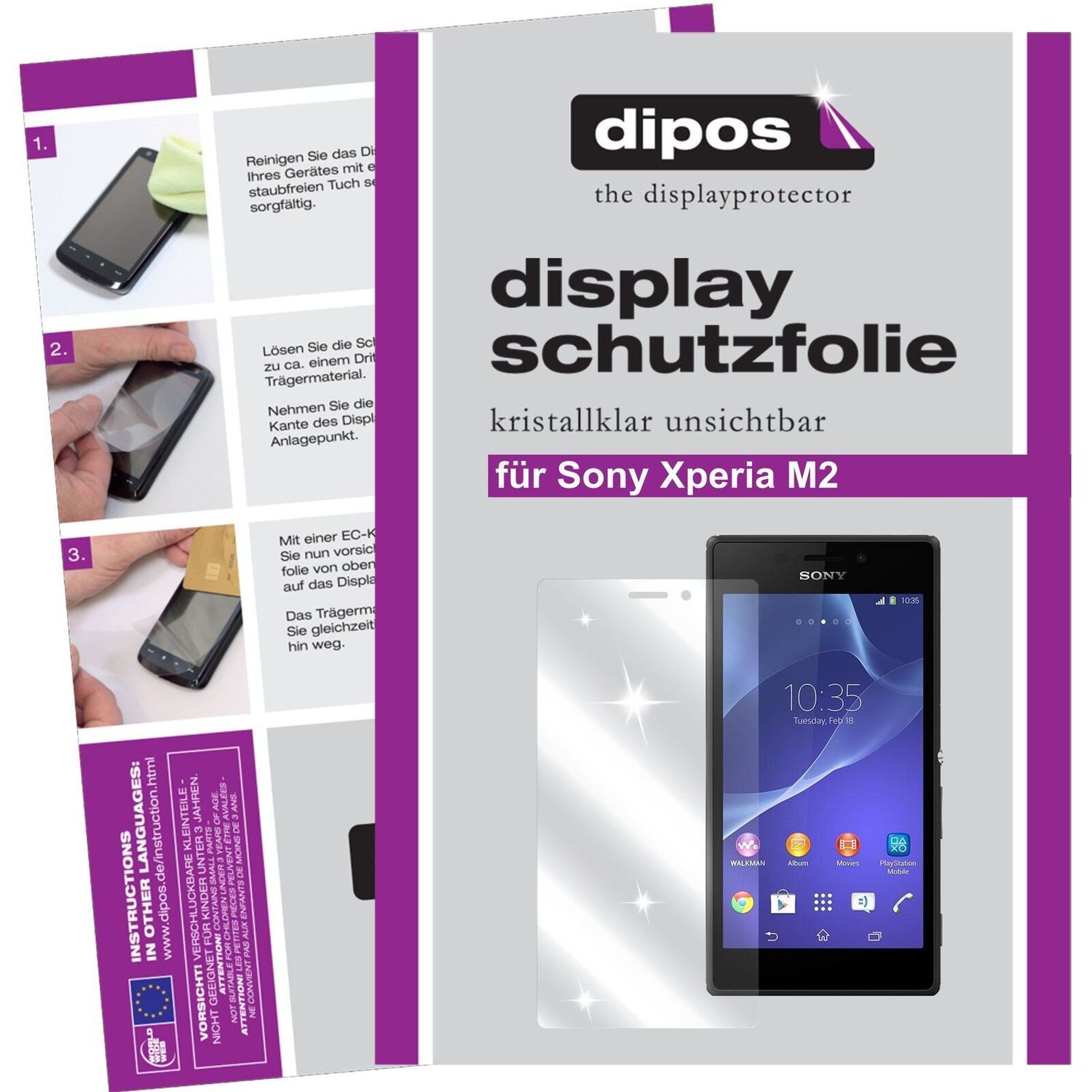 2x Schutzfolie klar für Xperia M2 Sony Display-Sch (1)