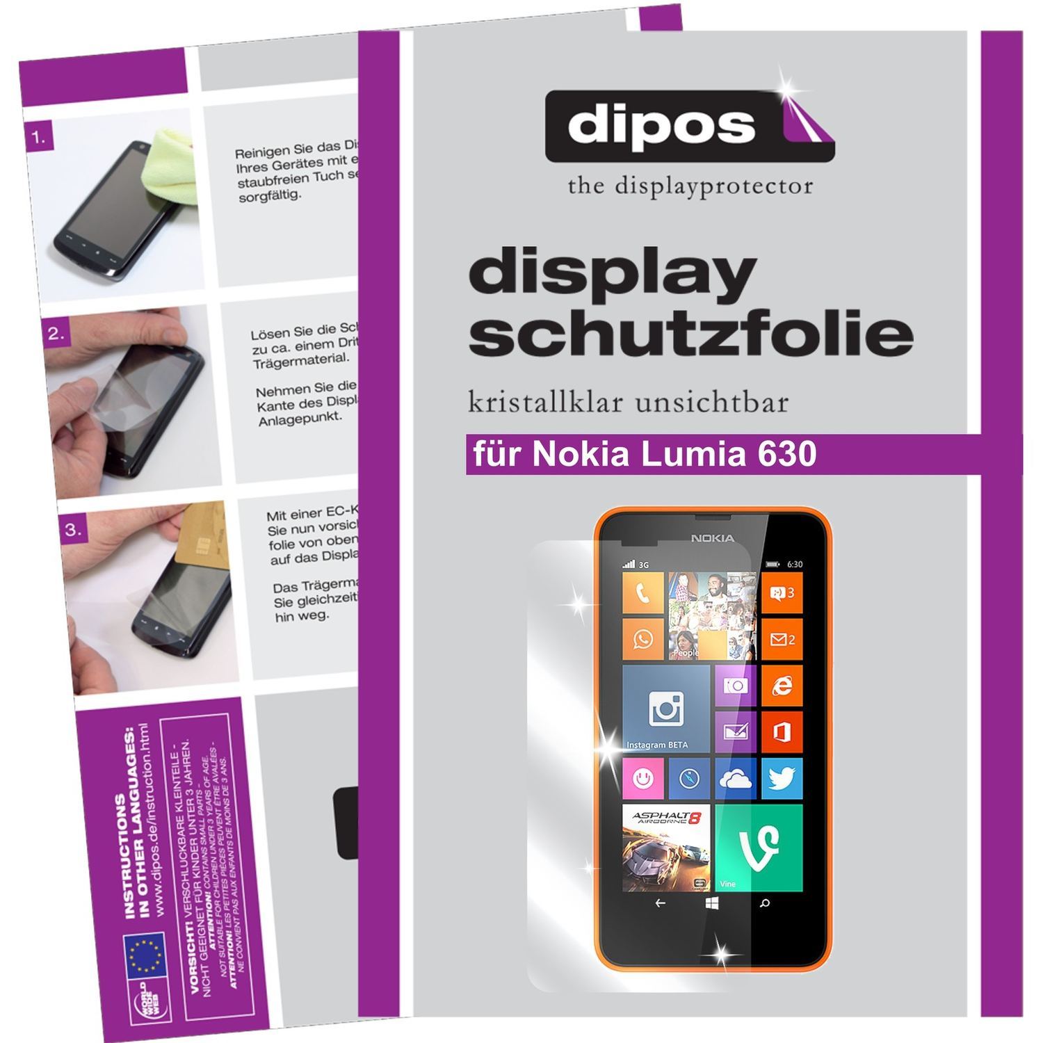 2x Schutzfolie klar für Lumia 630 Nokia Display-Sc (1)