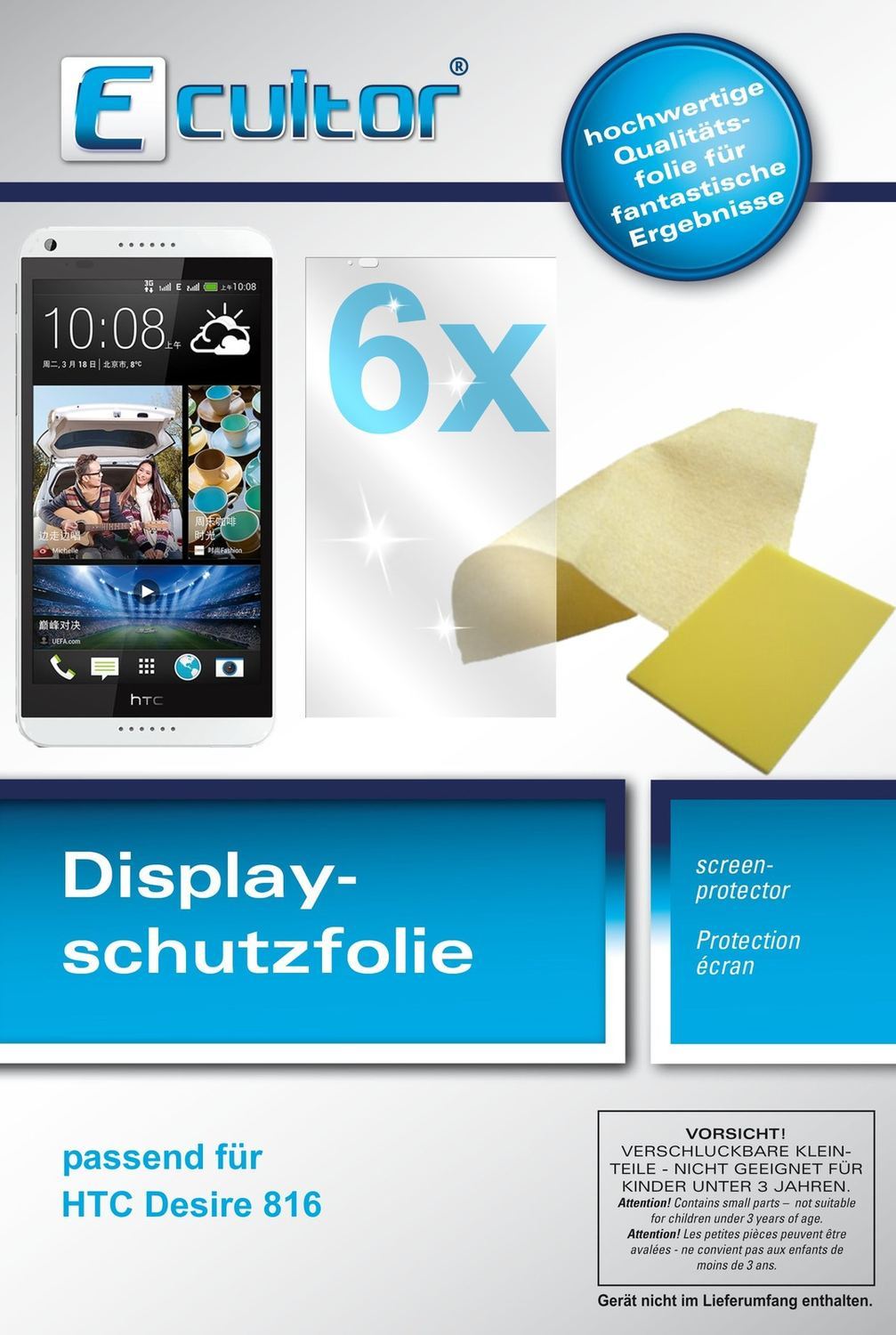 6x Schutzfolie klar für Desire 816 HTC Display-Sch (1)