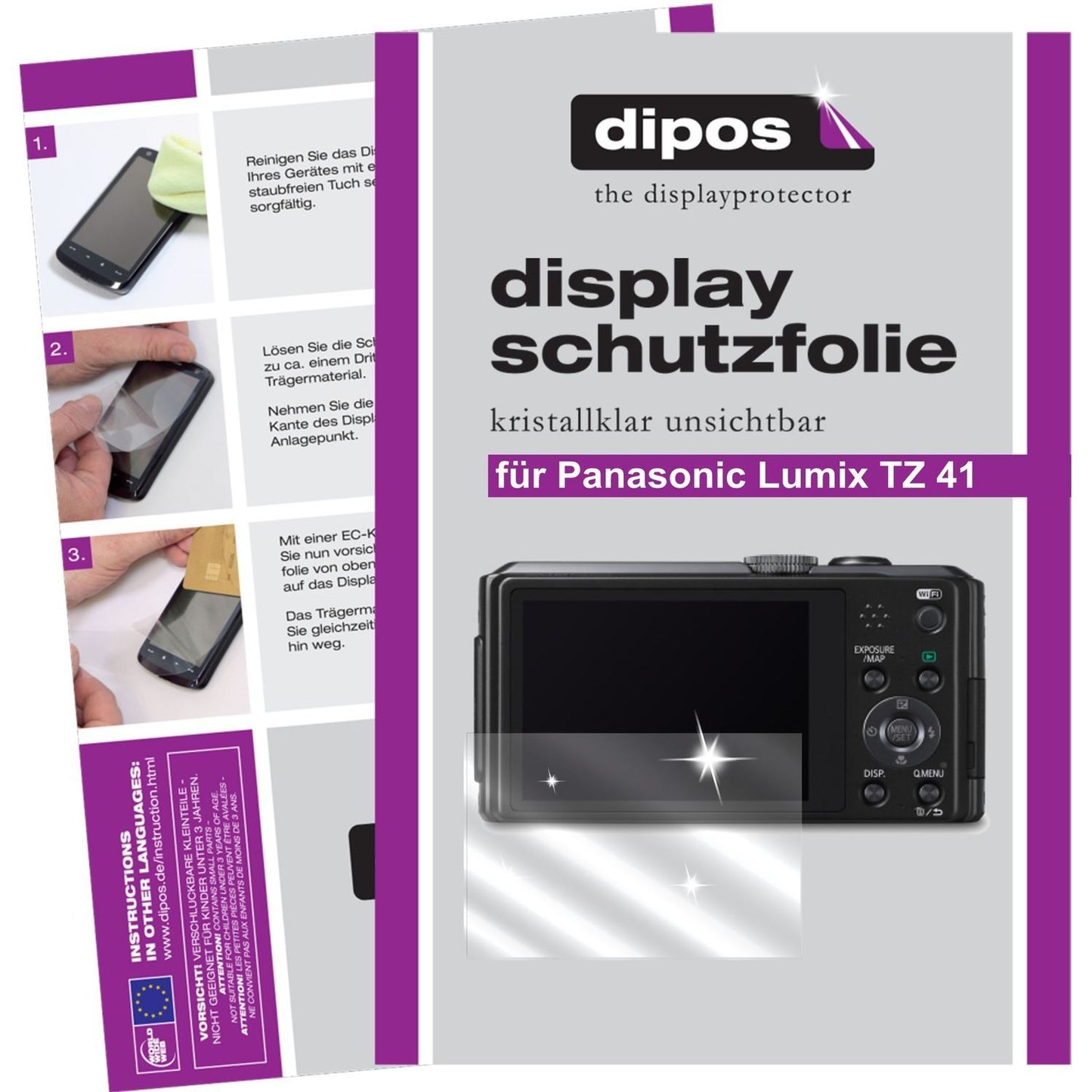 6x Schutzfolie klar für Lumix TZ41 Panasonic Displ (1)