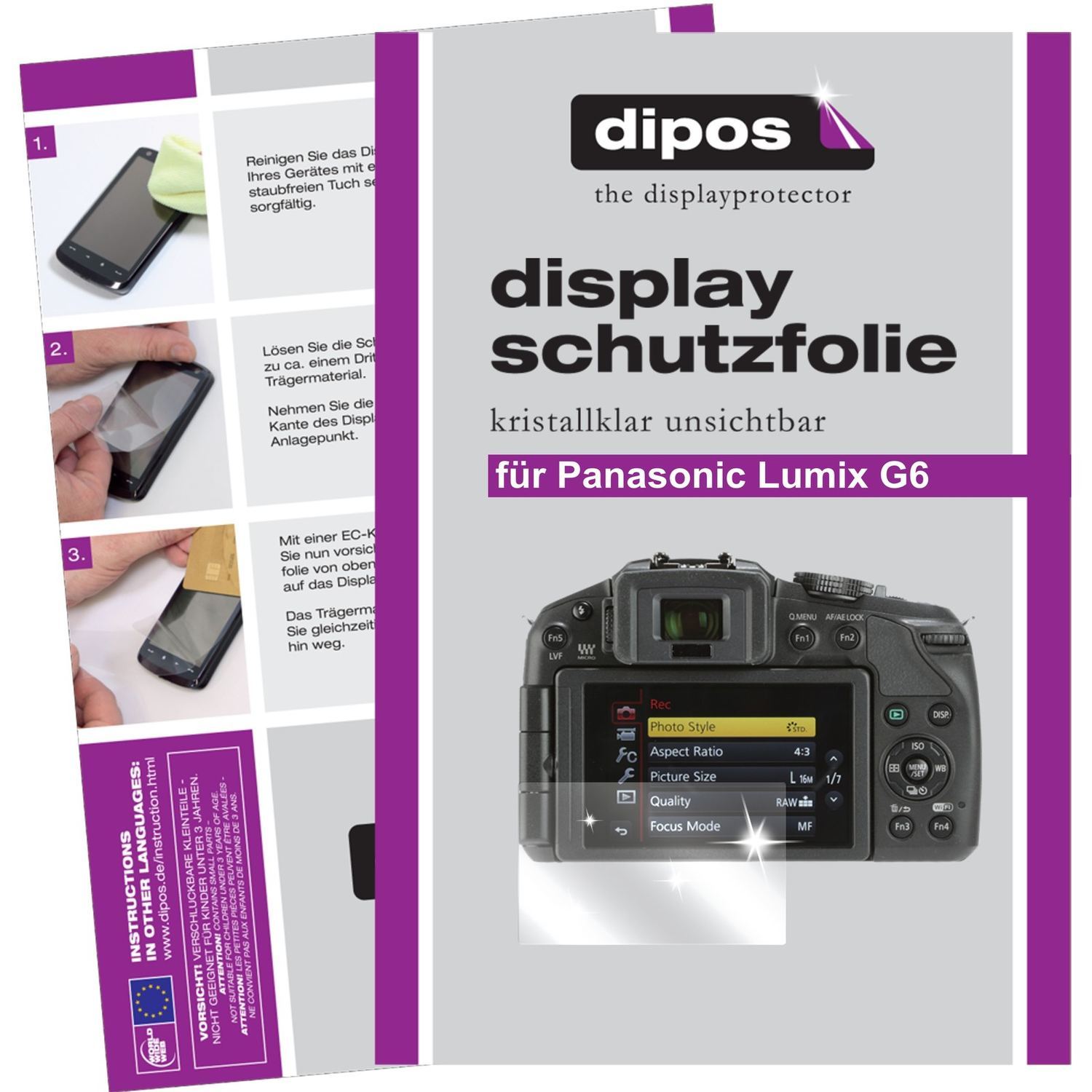 6x Schutzfolie klar für Lumix G6 Panasonic Display (1)