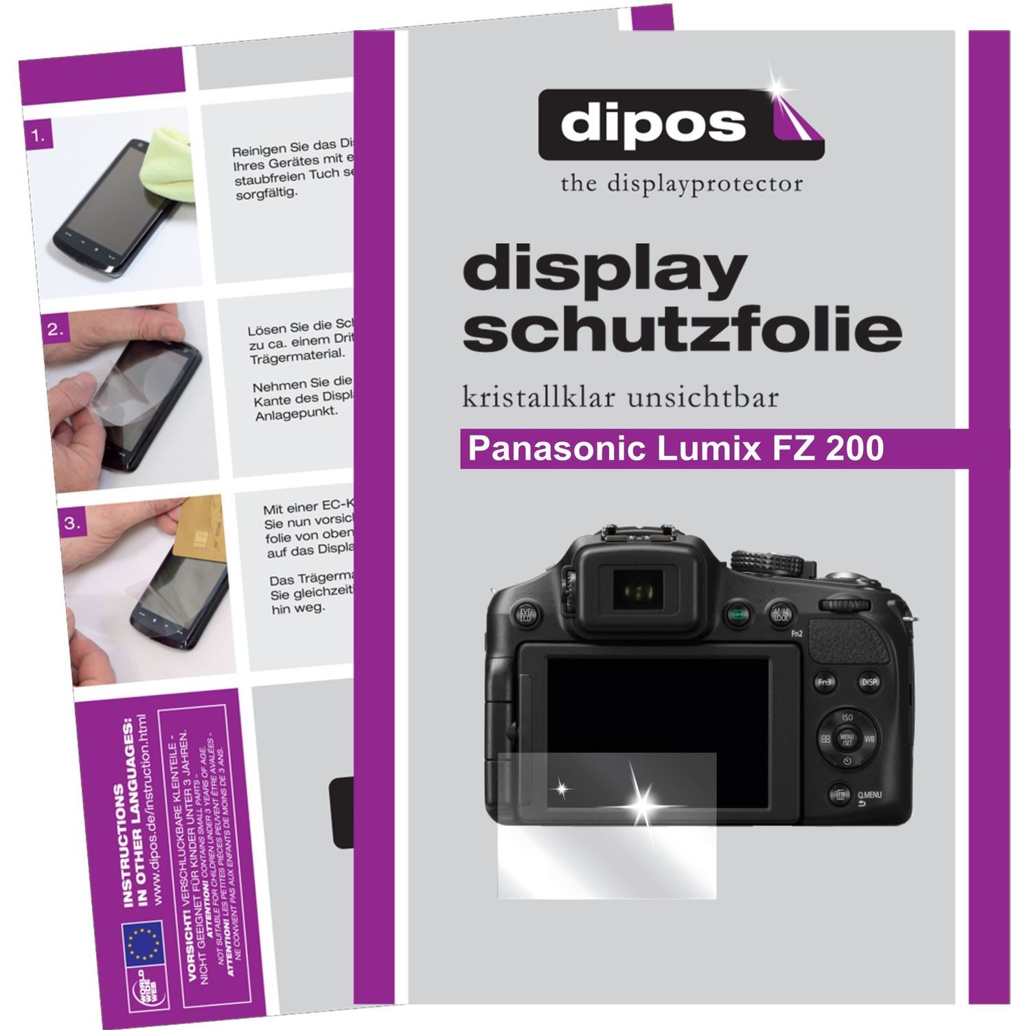 6x Schutzfolie klar für Lumix FZ200 Panasonic Disp (1)