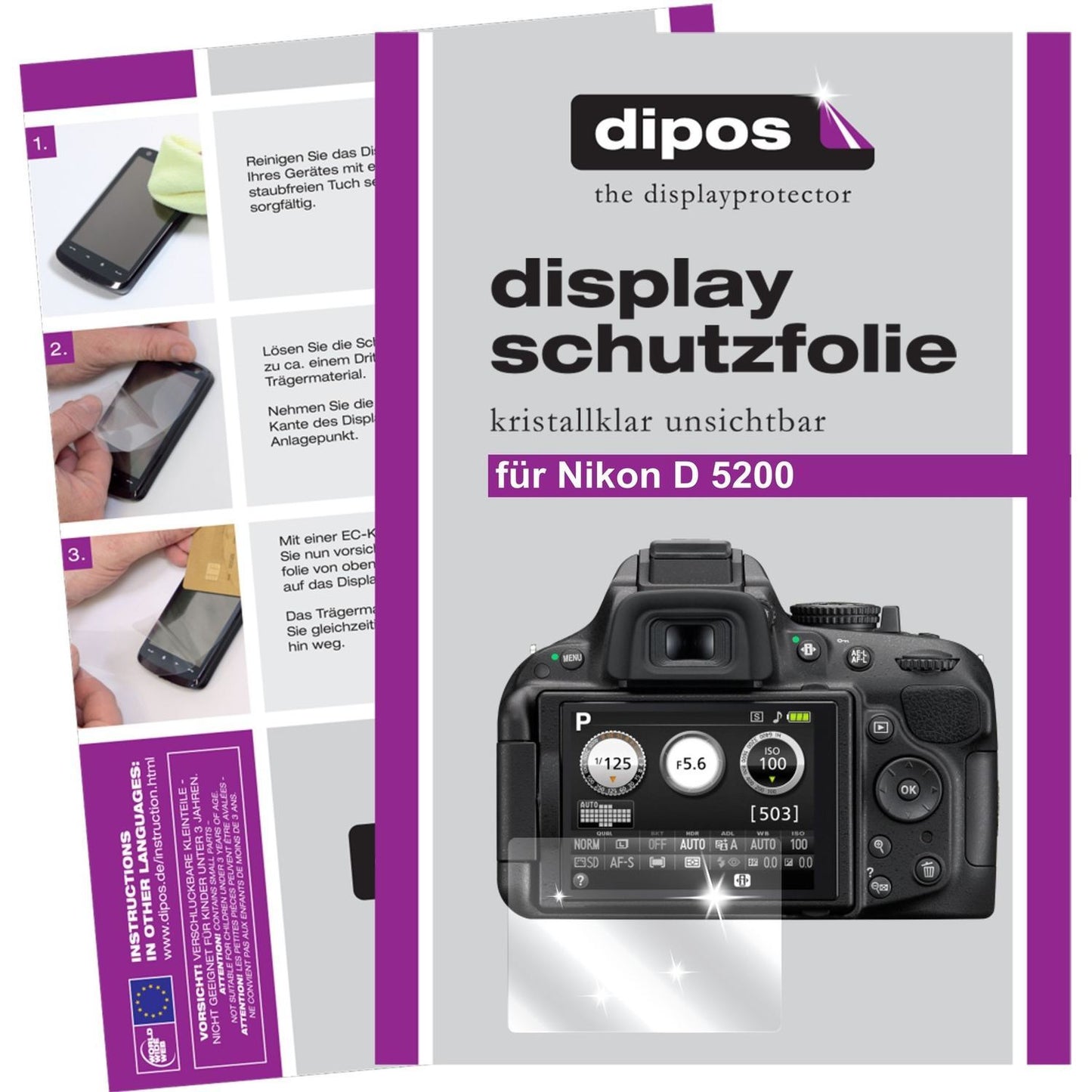 6x Schutzfolie klar für D5200 Nikon Display-Schutz (1)