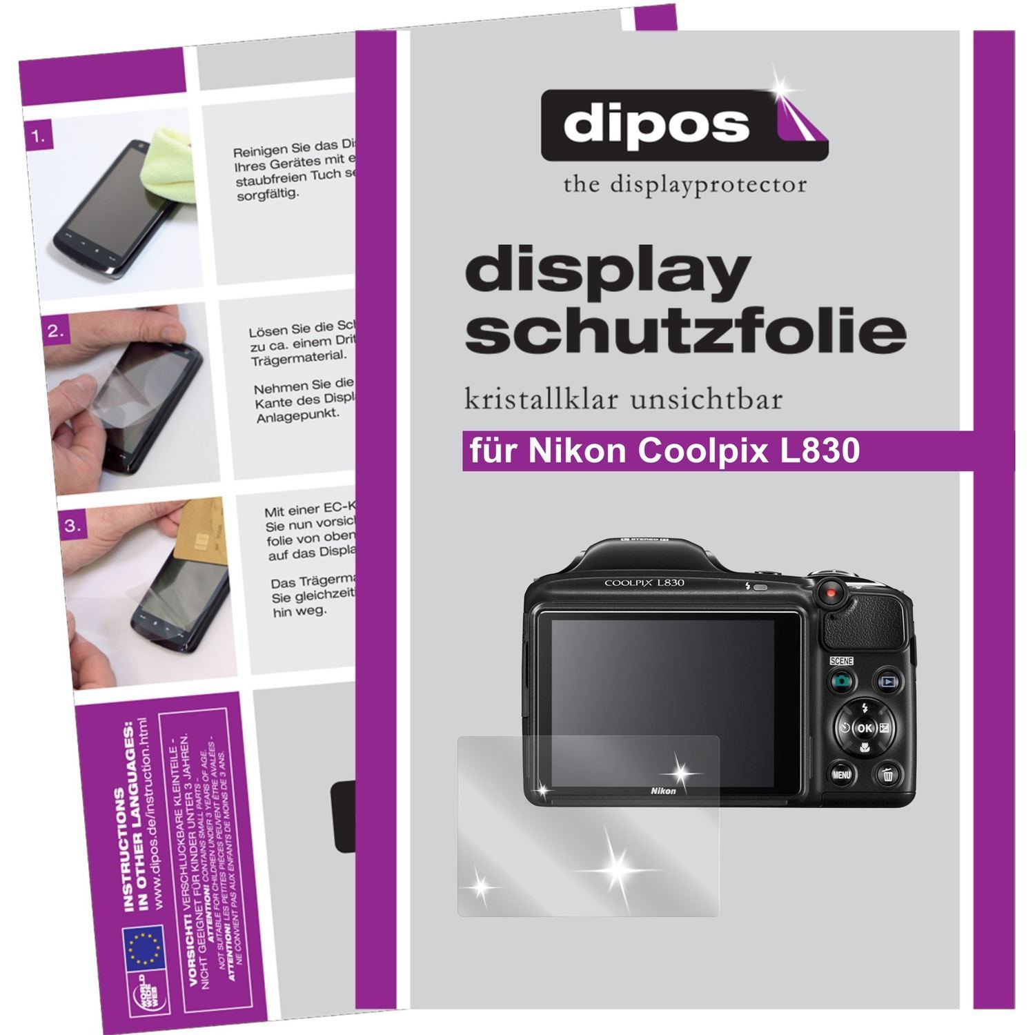 6x Schutzfolie klar für Coolpix L830 Nikon Display (1)