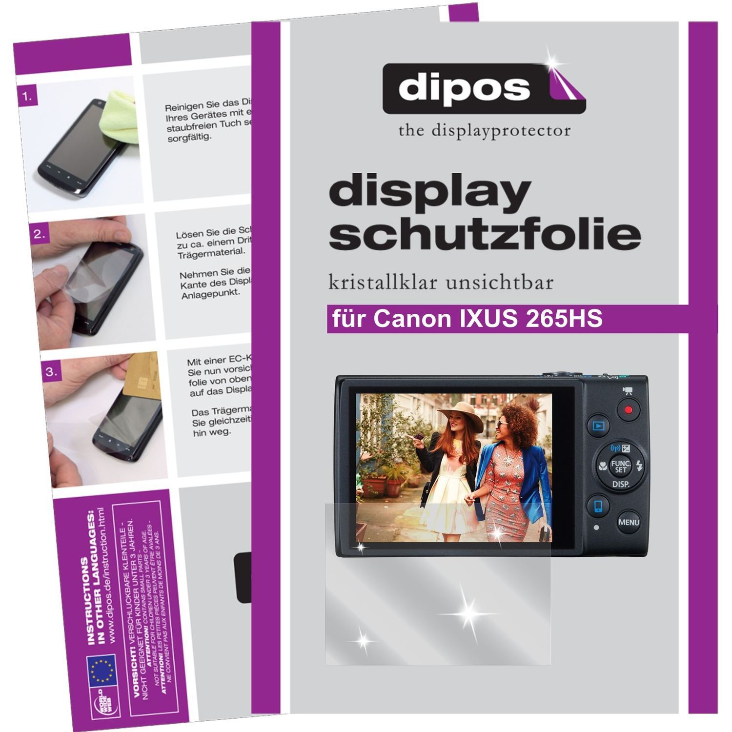 6x Schutzfolie klar für IXUS 265 Canon Display-Sch (1)