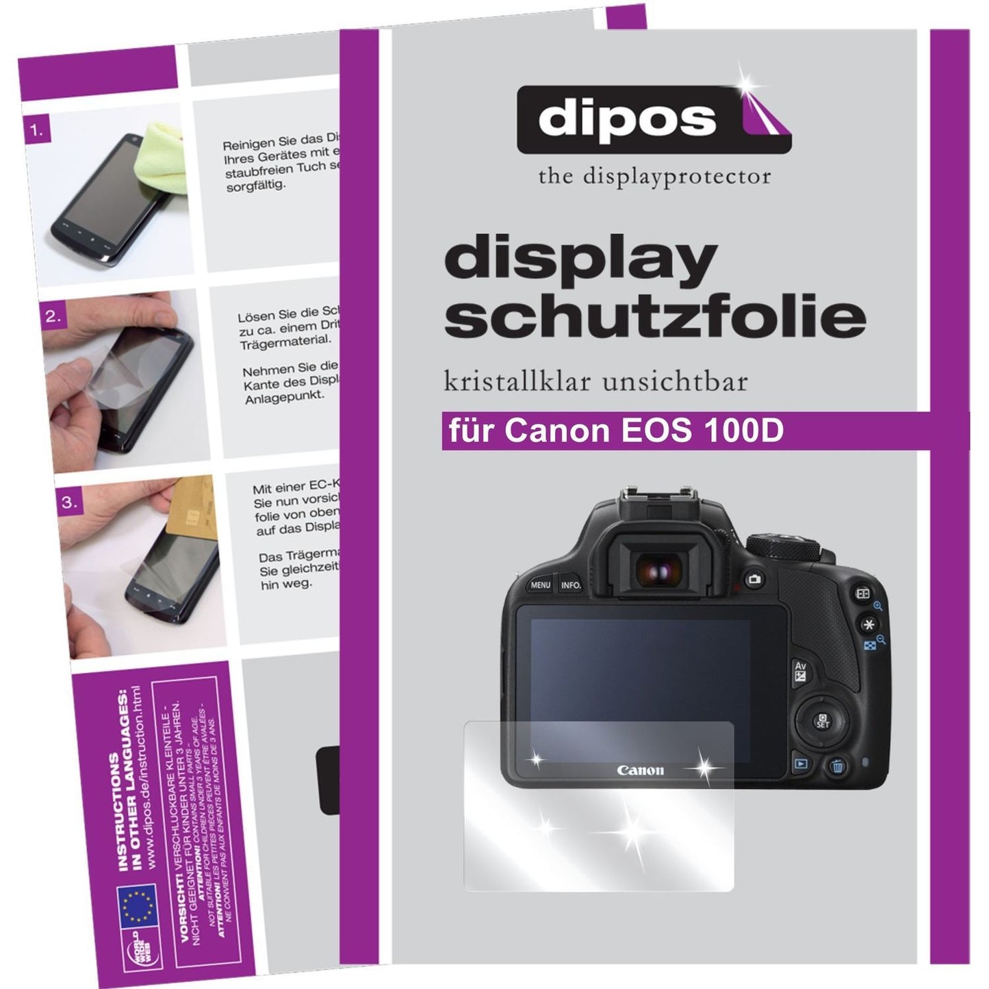 6x Schutzfolie klar für EOS 100D Canon Display-Sch (1)