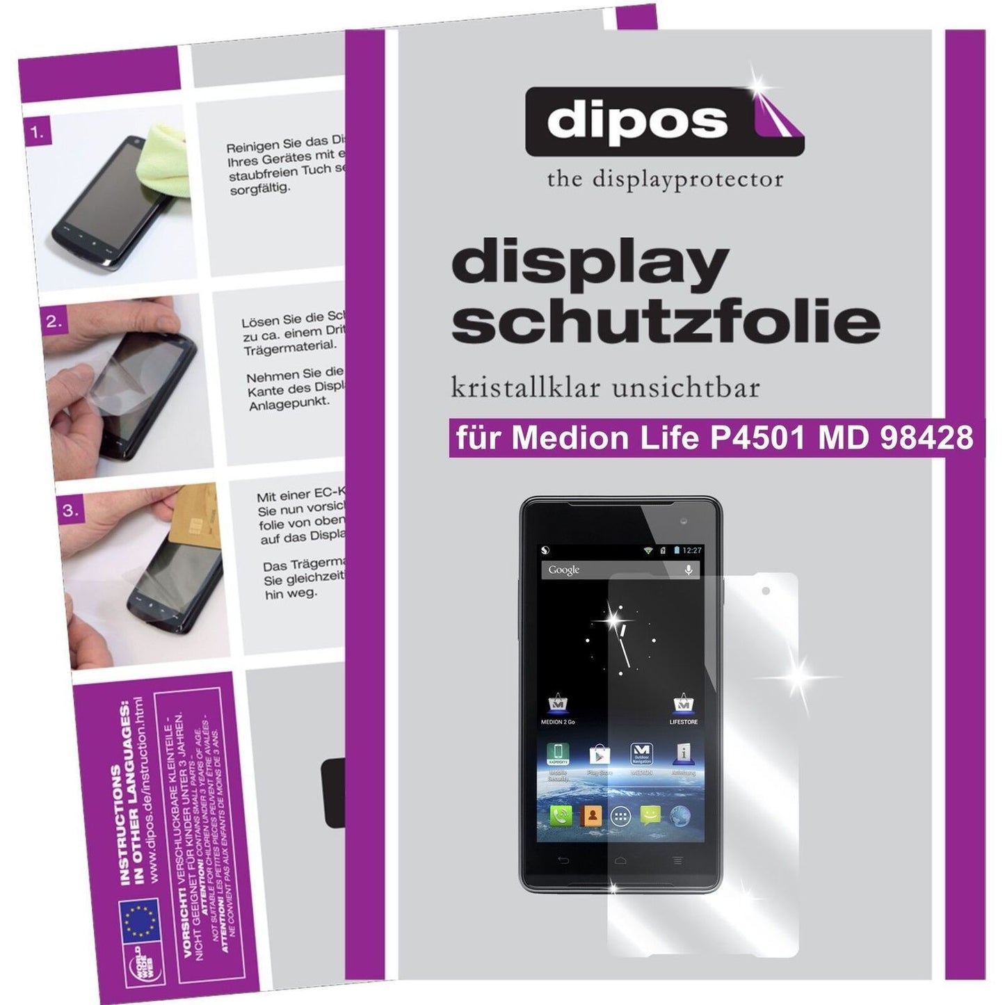 2x Schutzfolie klar für Life P4501 Medion Display- (1)