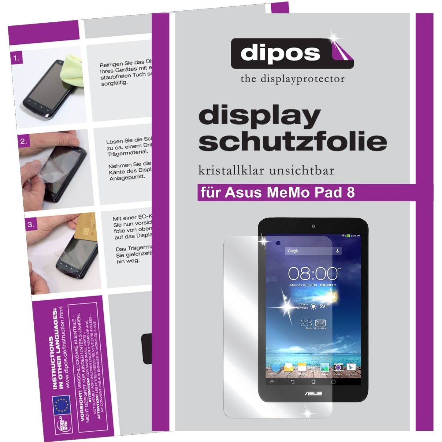 2x Schutzfolie klar für MeMo Pad 8 Asus Display-Sc (1)