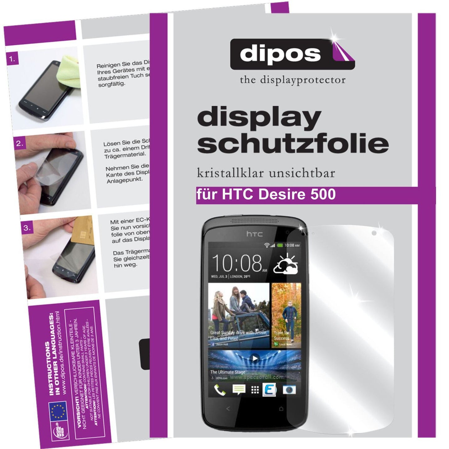 2x Schutzfolie klar für Desire 500 HTC Display-Sch (1)