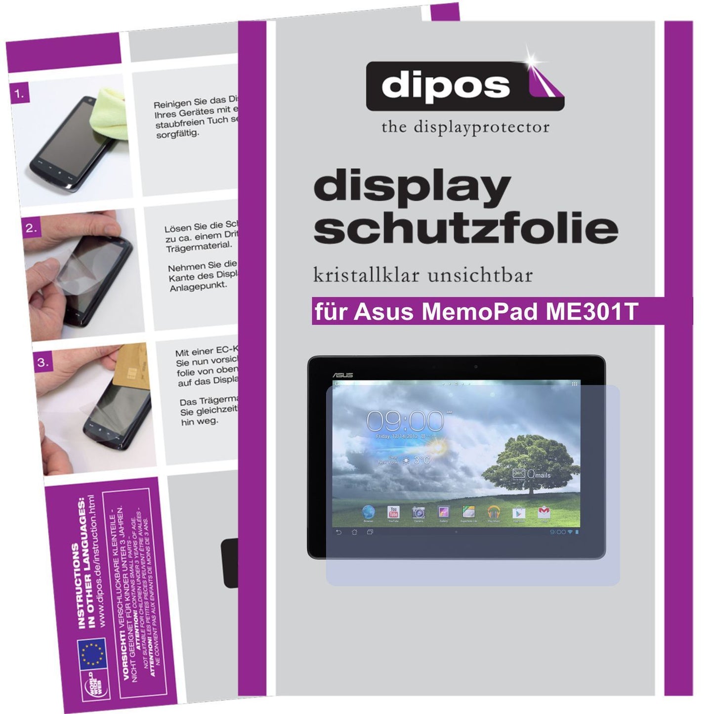 2x Schutzfolie klar für MemoPad ME301T Asus Displa (1)