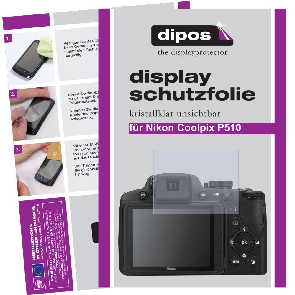 2x Schutzfolie klar für Coolpix P510 Nikon Display (1)