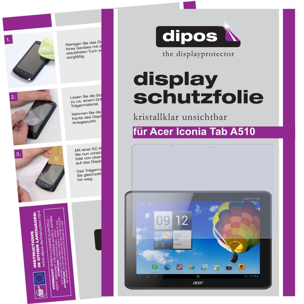 1x Schutzfolie klar für Iconia Tab A510 Acer Displ (1)