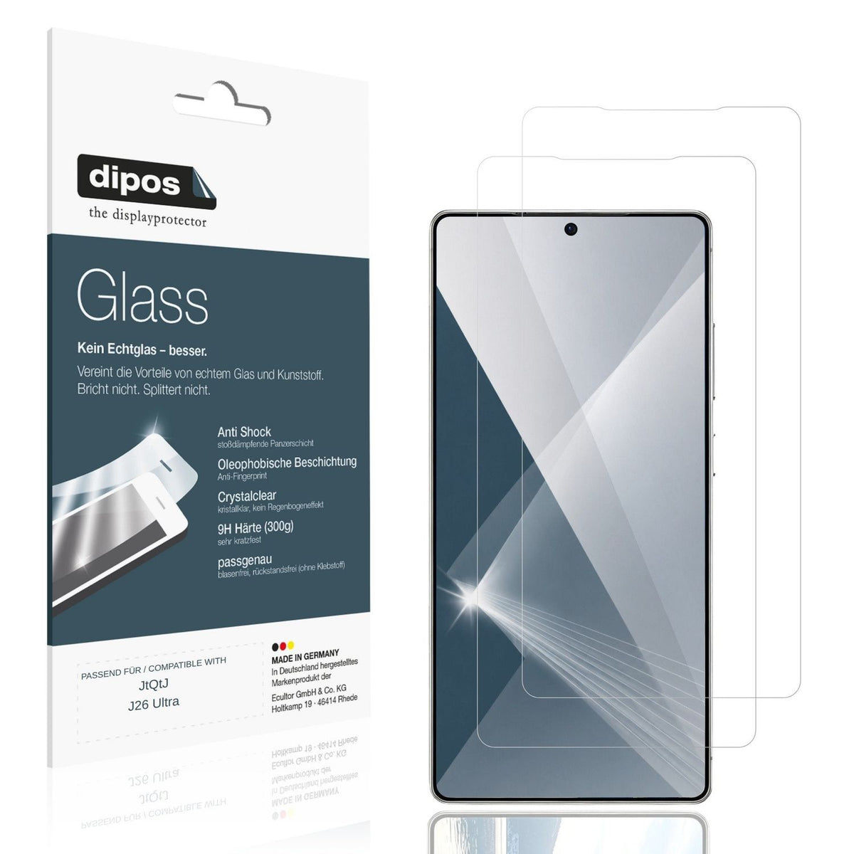 2x Screen Protector for JtQtJ J26 Ultra Flexible Glass 9H dipos