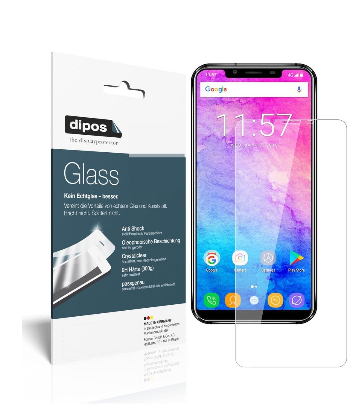 1x 9H Screen Protector for Oukitel U18