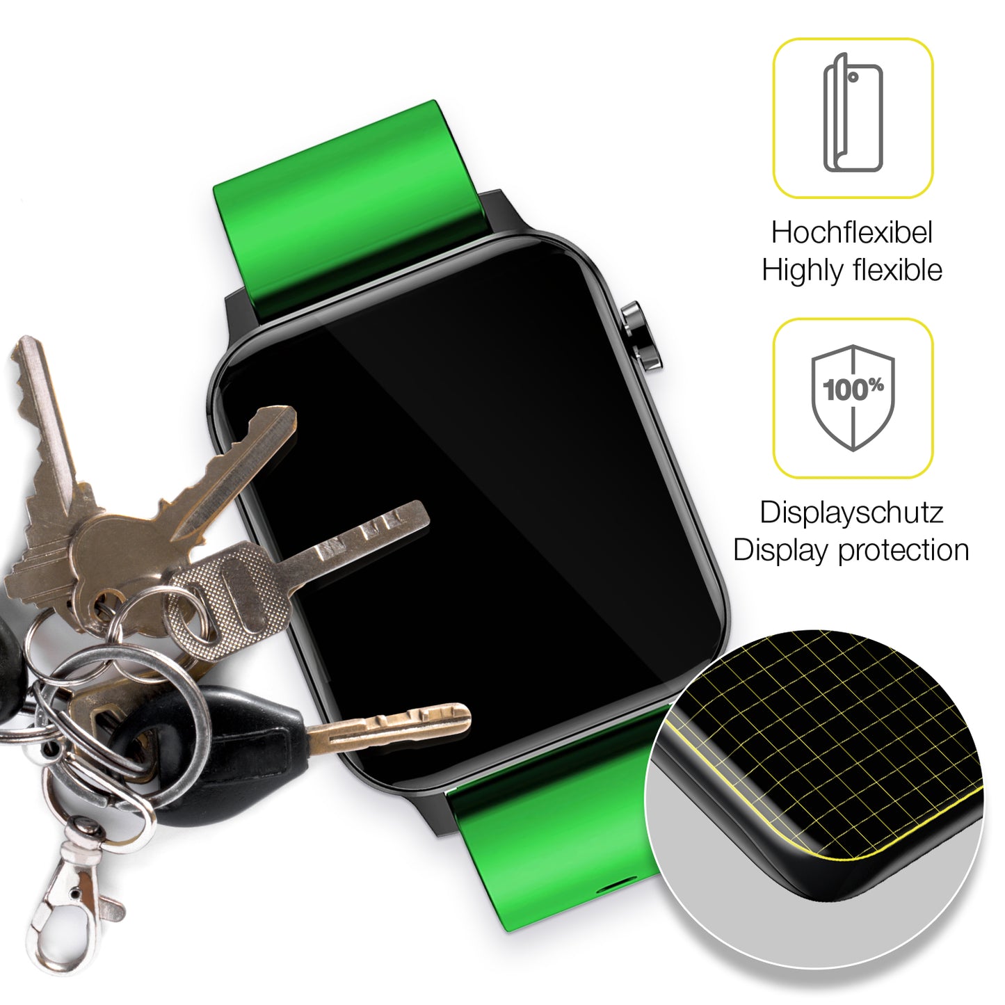 dipos Displayschutz für Judneer 1,4 Zoll Smartwatch, transparente Oberfläche, geringe Dicke und perfekte Passform