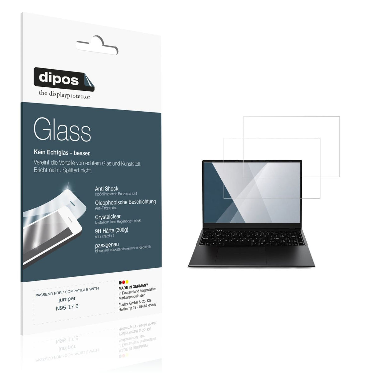 Klare Displayschutzfolie von dipos passend für jumper N95 17.6, 9H kratzfest und blasenfrei montiert