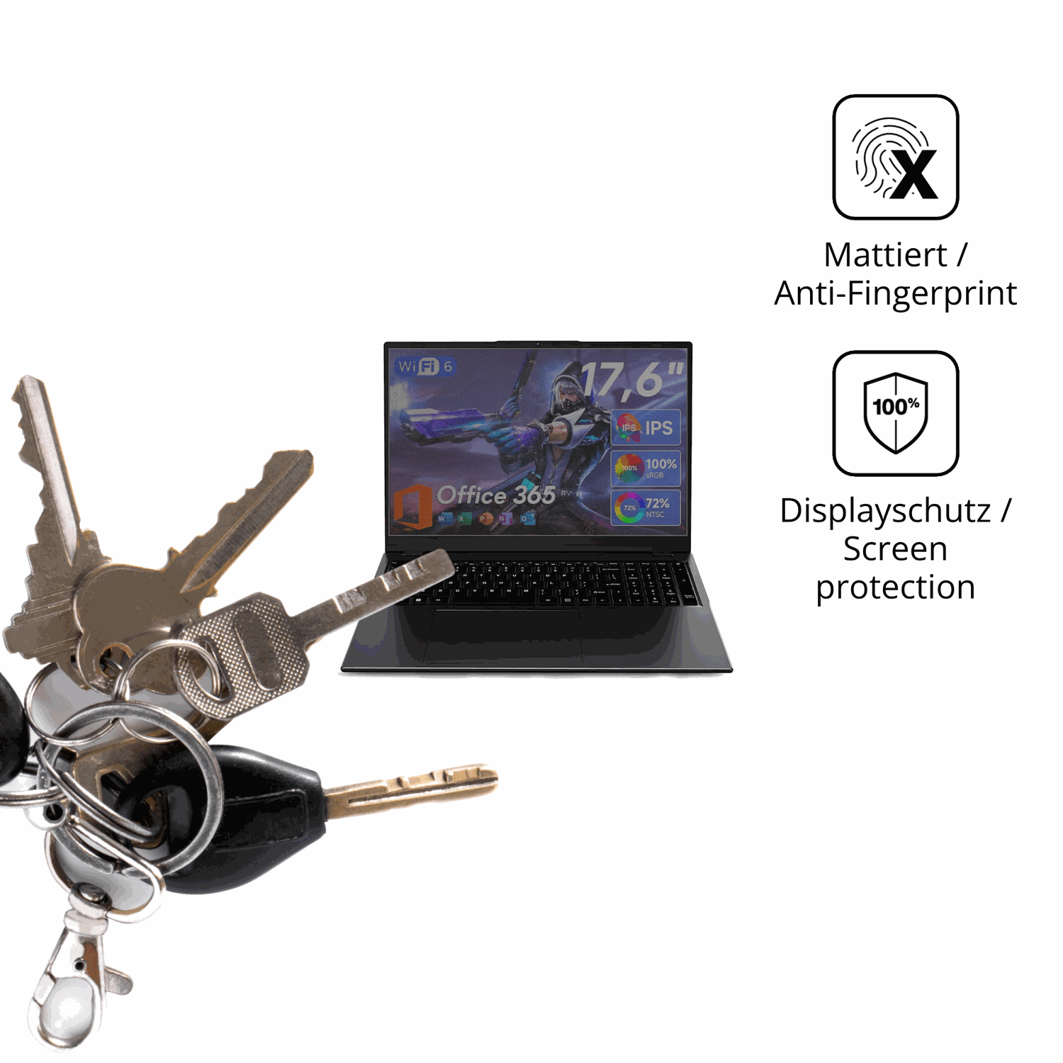dipos Displayschutz für jumper N95 17.6, mattierte Oberfläche, Blickschutzfilter und perfekter Passform