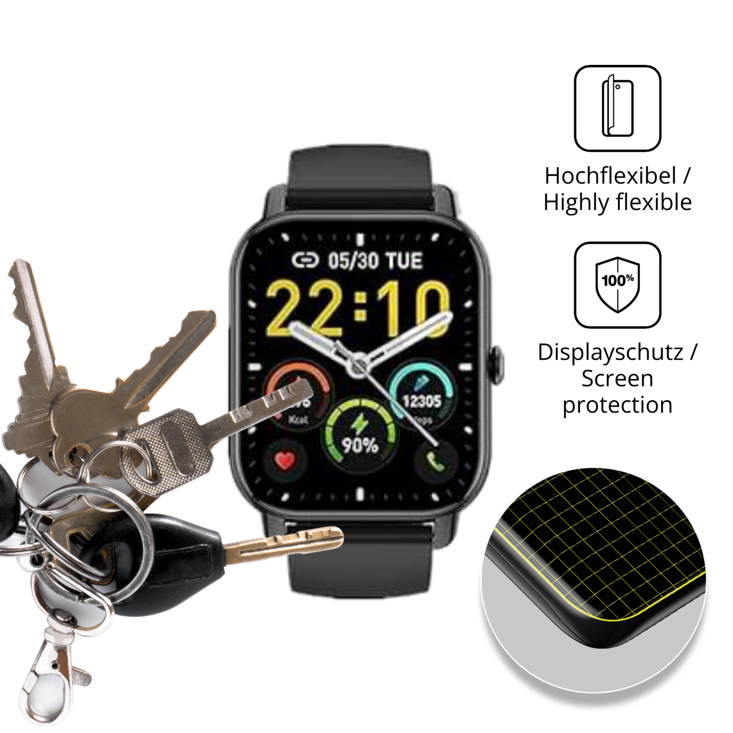 dipos Displayschutz für Kalinco P125 1.85 Zoll, transparente Oberfläche, geringe Dicke und perfekte Passform