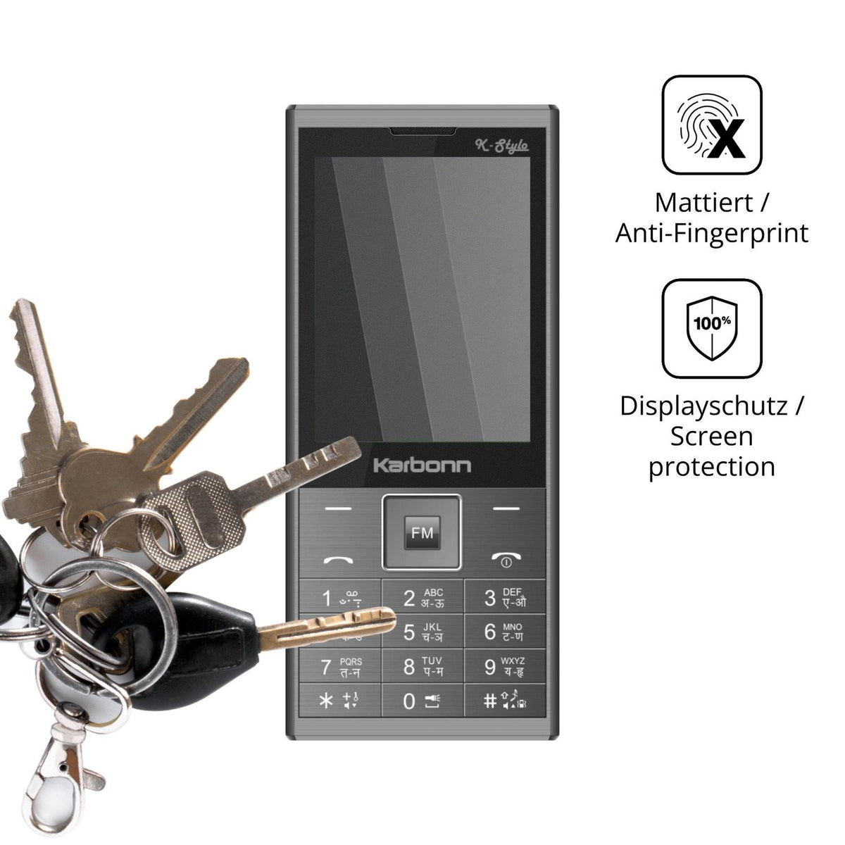 dipos Displayschutz für Karbonn K Stylo, mattierte Oberfläche, Blickschutzfilter und perfekter Passform