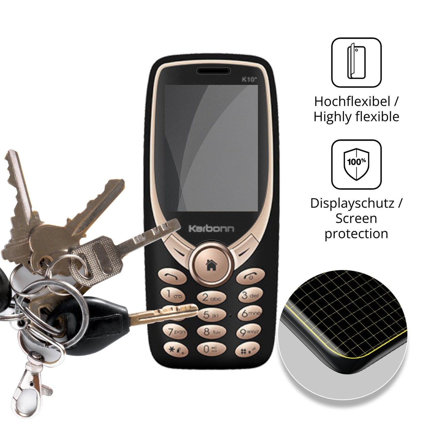 dipos Displayschutz für Karbonn K10 Star, mit Blickschutzfilter und perfekter Passform auch für die Rundungen