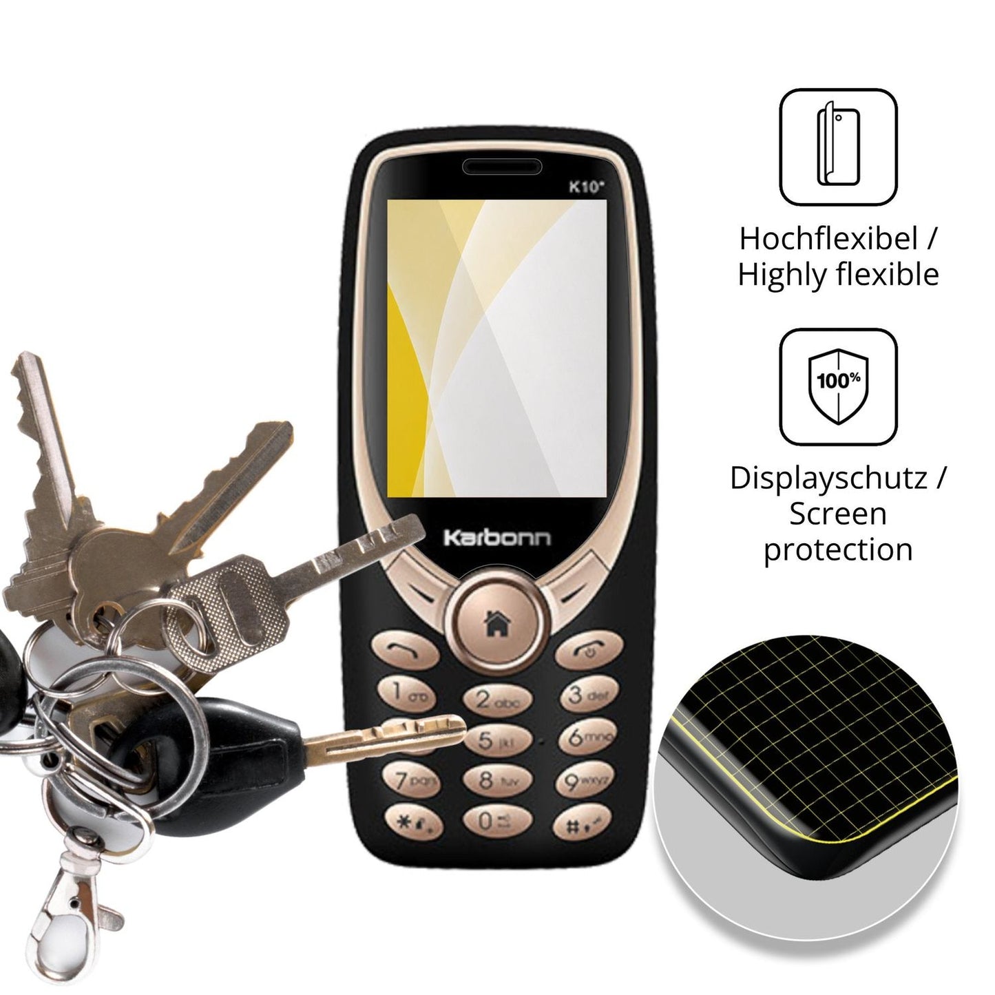 dipos Displayschutz für Karbonn K10 Star, transparente Oberfläche, geringe Dicke und perfekte Passform