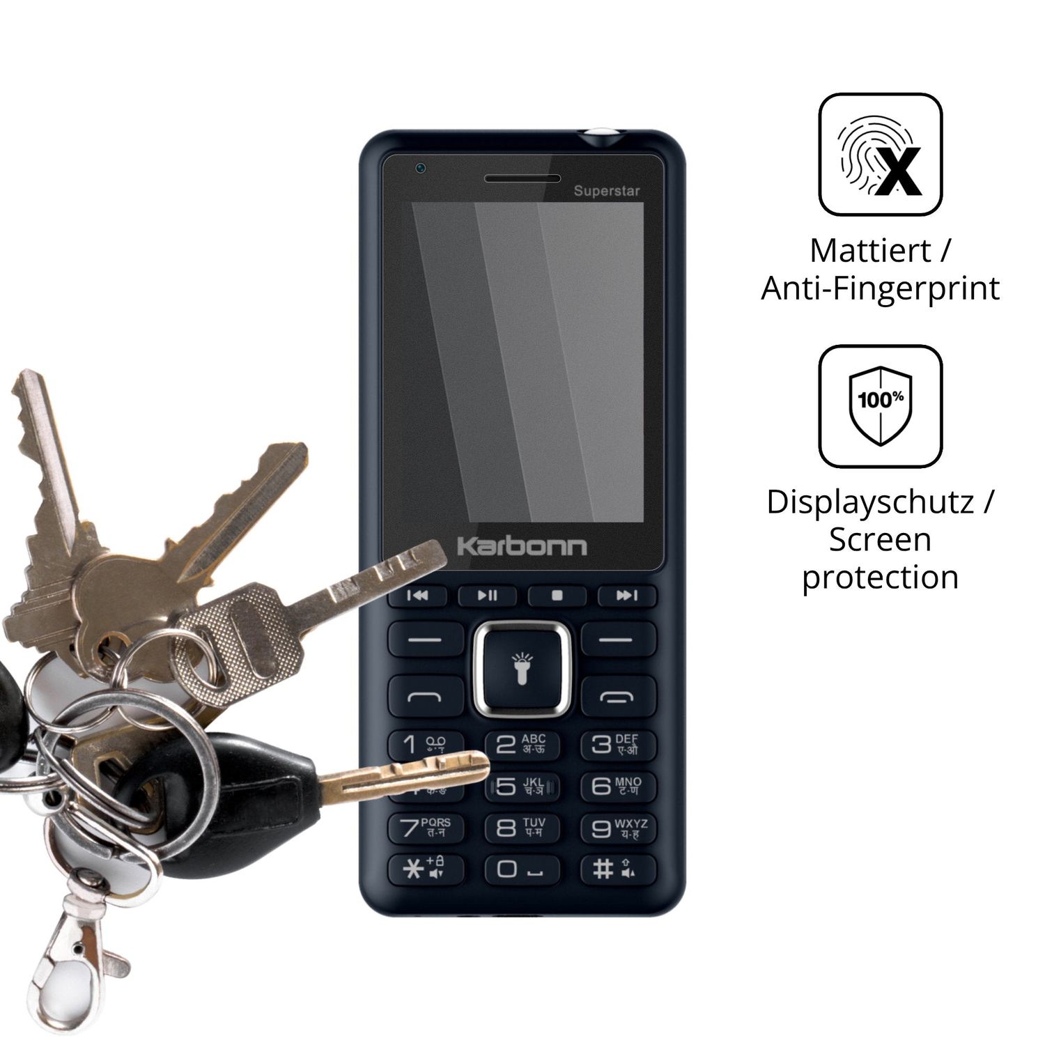dipos Displayschutz für Karbonn K111 Superstar, mattierte Oberfläche, Blickschutzfilter und perfekter Passform