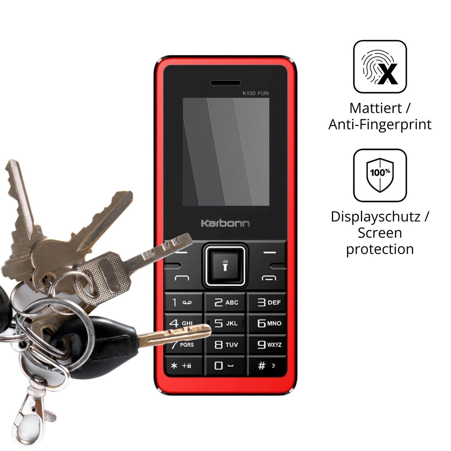 dipos Displayschutz für Karbonn K130 Fun, mattierte Oberfläche, Blickschutzfilter und perfekter Passform