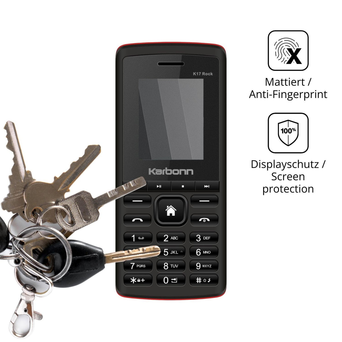 dipos Displayschutz für Karbonn K17 Rock, mattierte Oberfläche, Blickschutzfilter und perfekter Passform