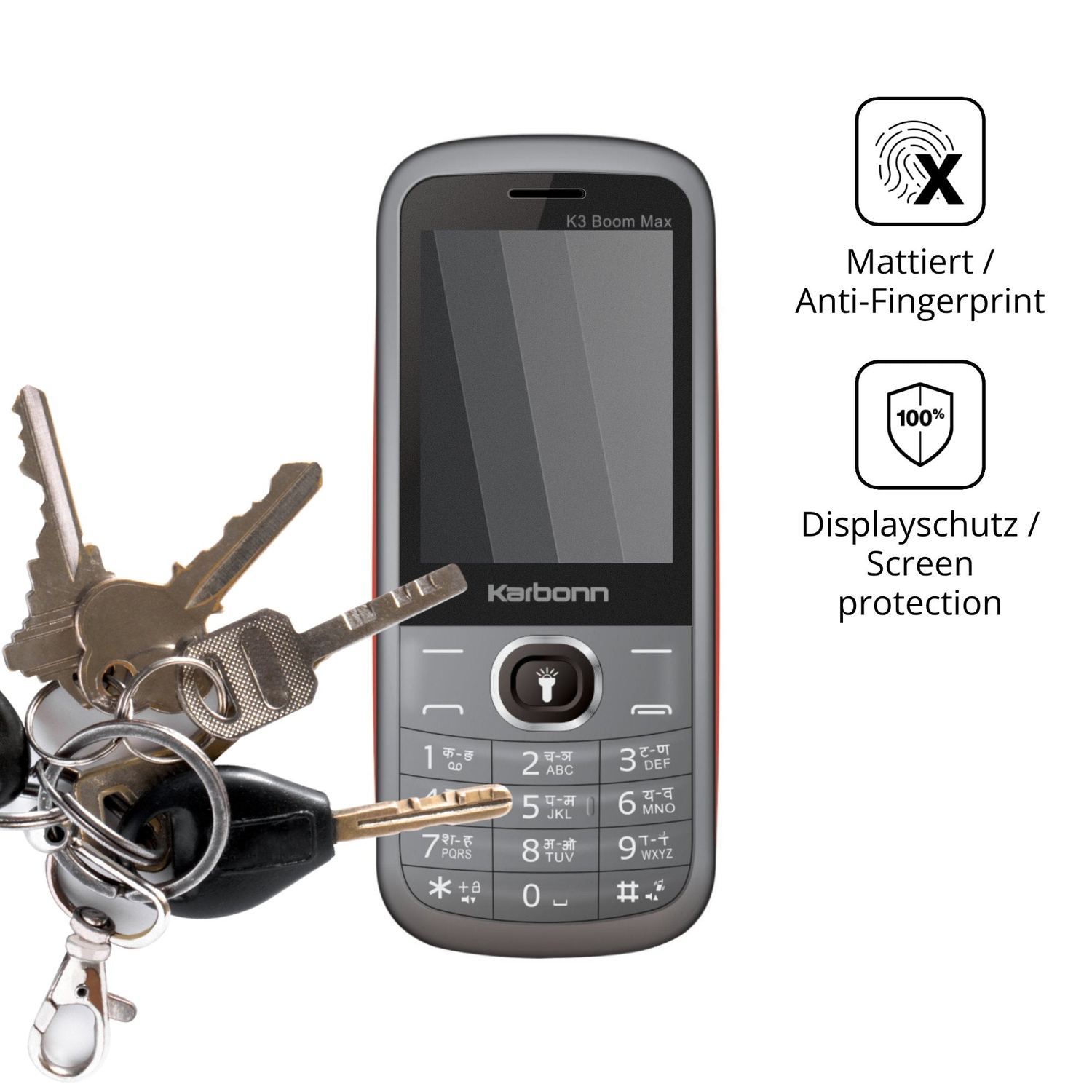 dipos Displayschutz für Karbonn K3 Boom Max, mattierte Oberfläche, Blickschutzfilter und perfekter Passform