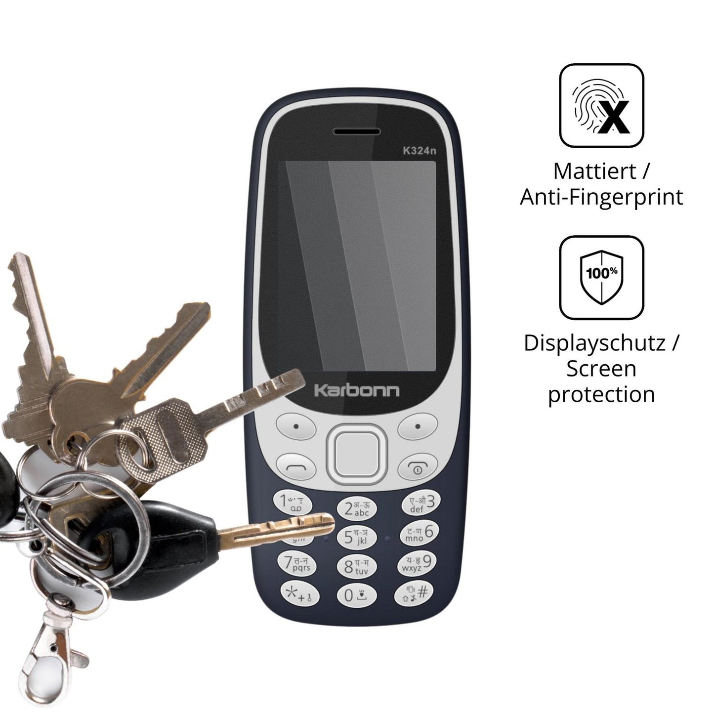 dipos Displayschutz für Karbonn K324n, mattierte Oberfläche, Blickschutzfilter und perfekter Passform