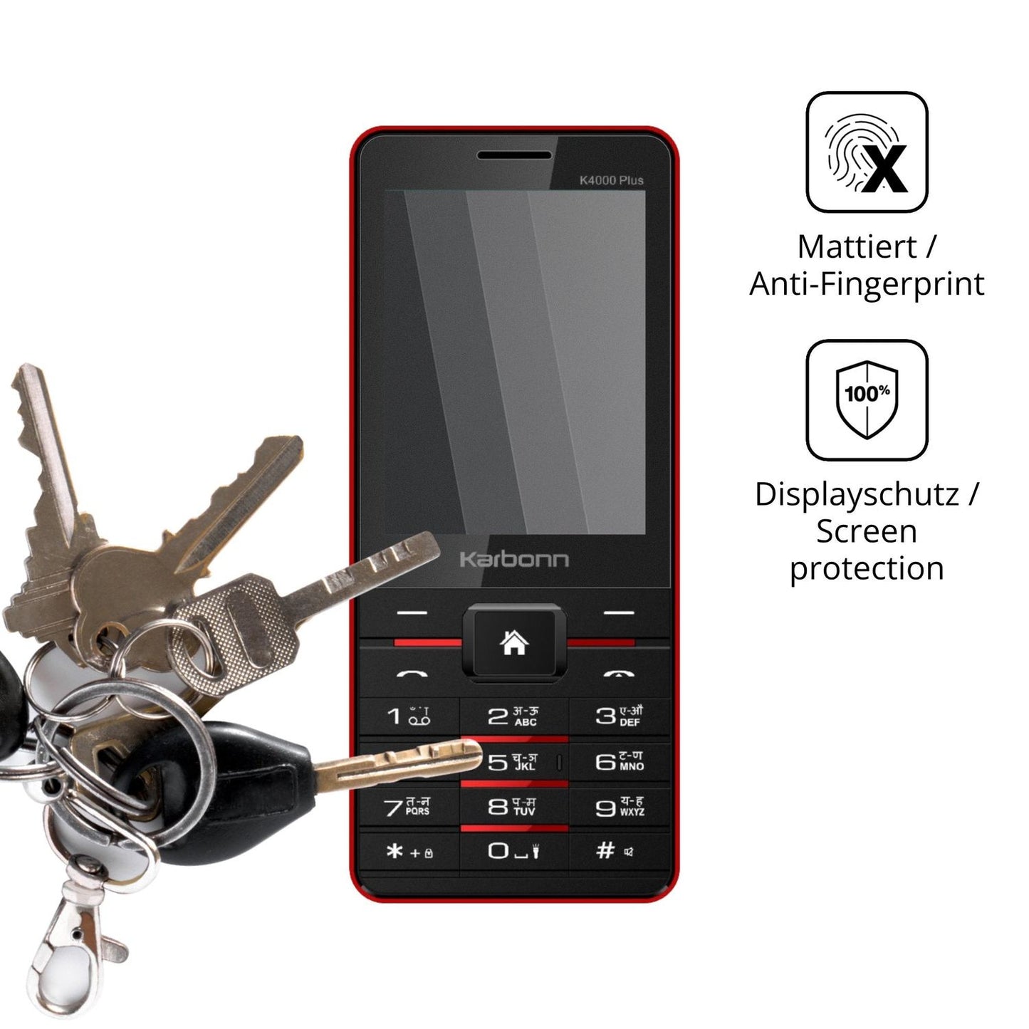 dipos Displayschutz für Karbonn K4000 Plus, mattierte Oberfläche, Blickschutzfilter und perfekter Passform