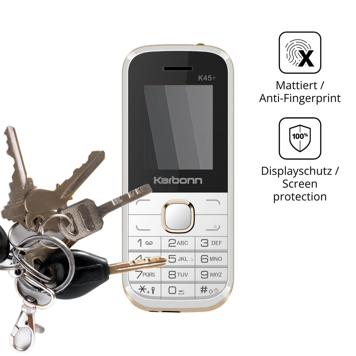 dipos Displayschutz für Karbonn K45 Plus, mattierte Oberfläche, Blickschutzfilter und perfekter Passform